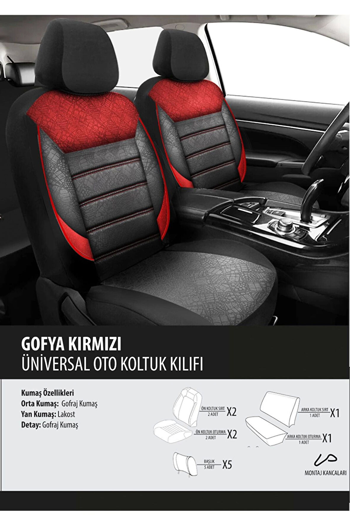 Fiat Idea Koltuk Kılıfı Gofya Kırmızı