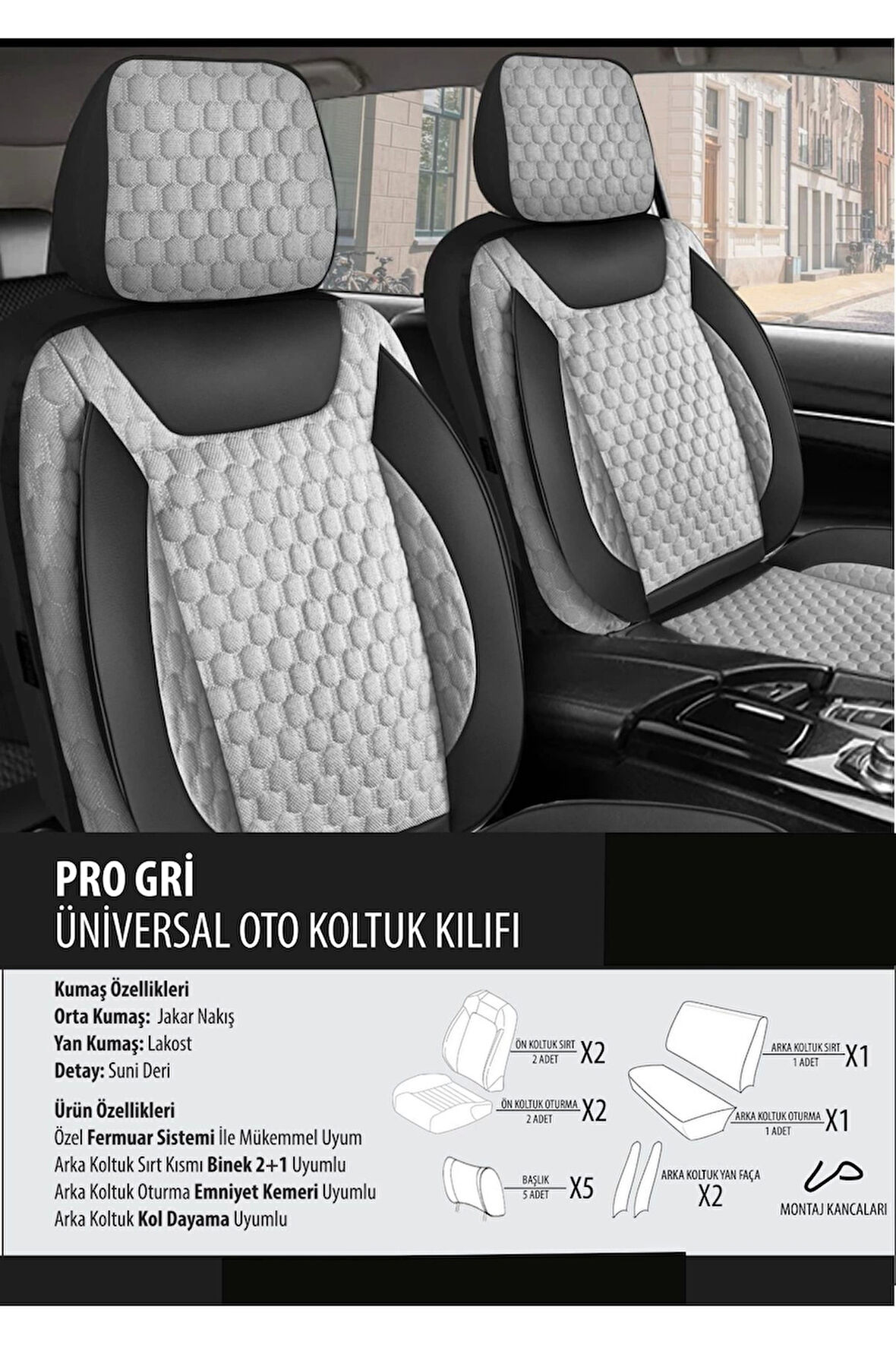 Nissan Pickup Koltuk Kılıfı Pro Gri