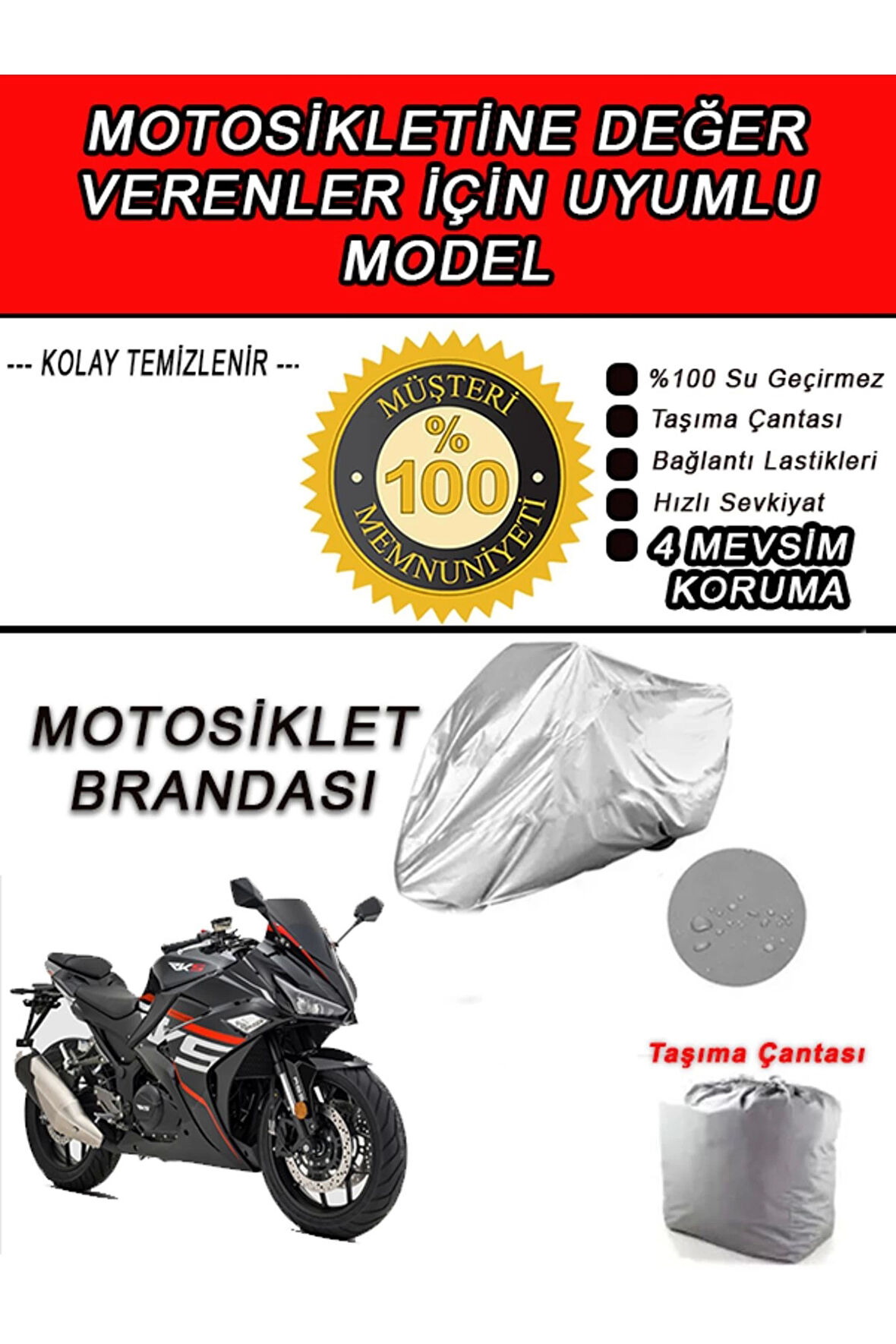 RKS R250-Uyumlu Motosiklet Brandası-Miflonlu,Kaliteli