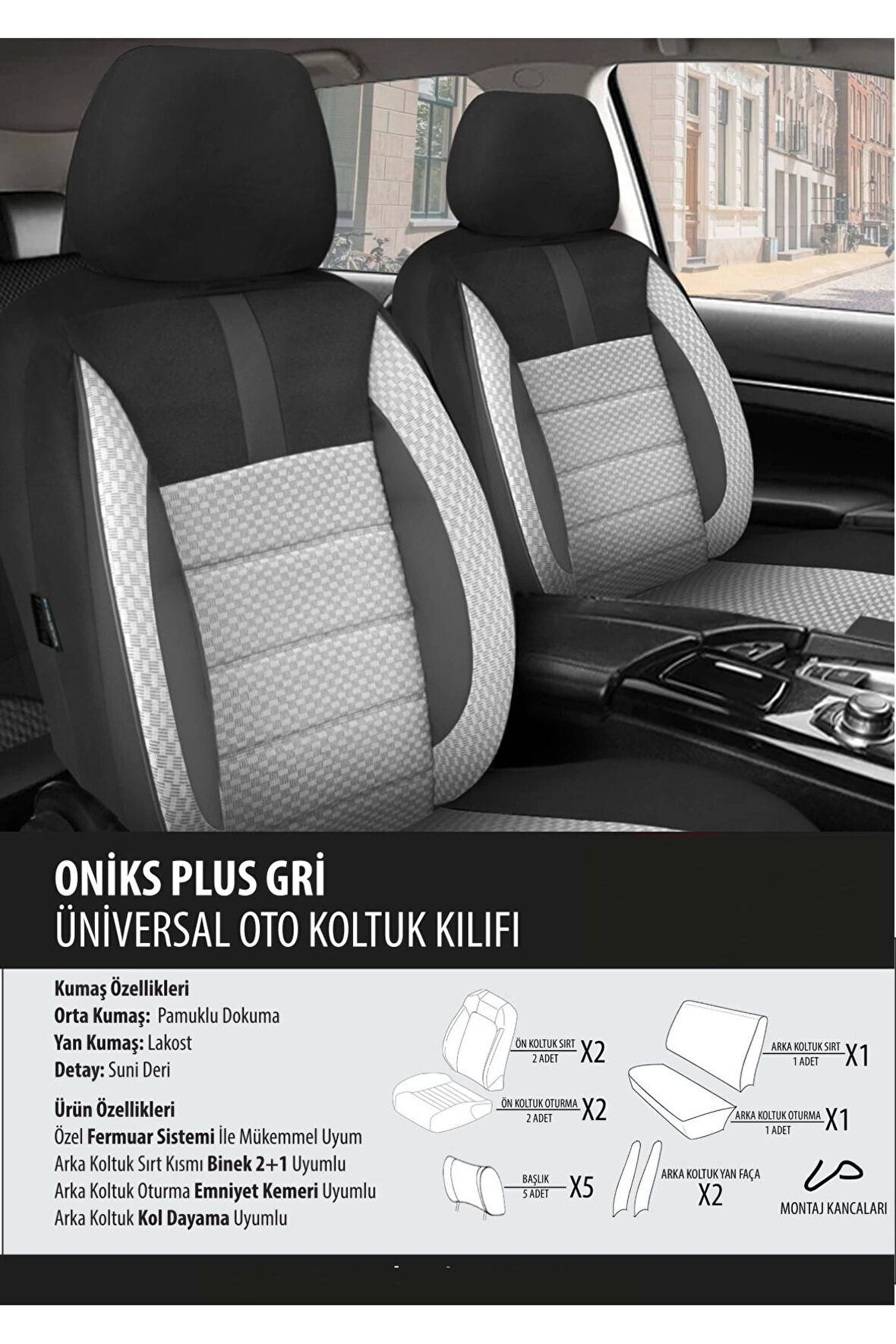 Mitsubishi Carisma Koltuk Kılıfı Oniks Plus Gri