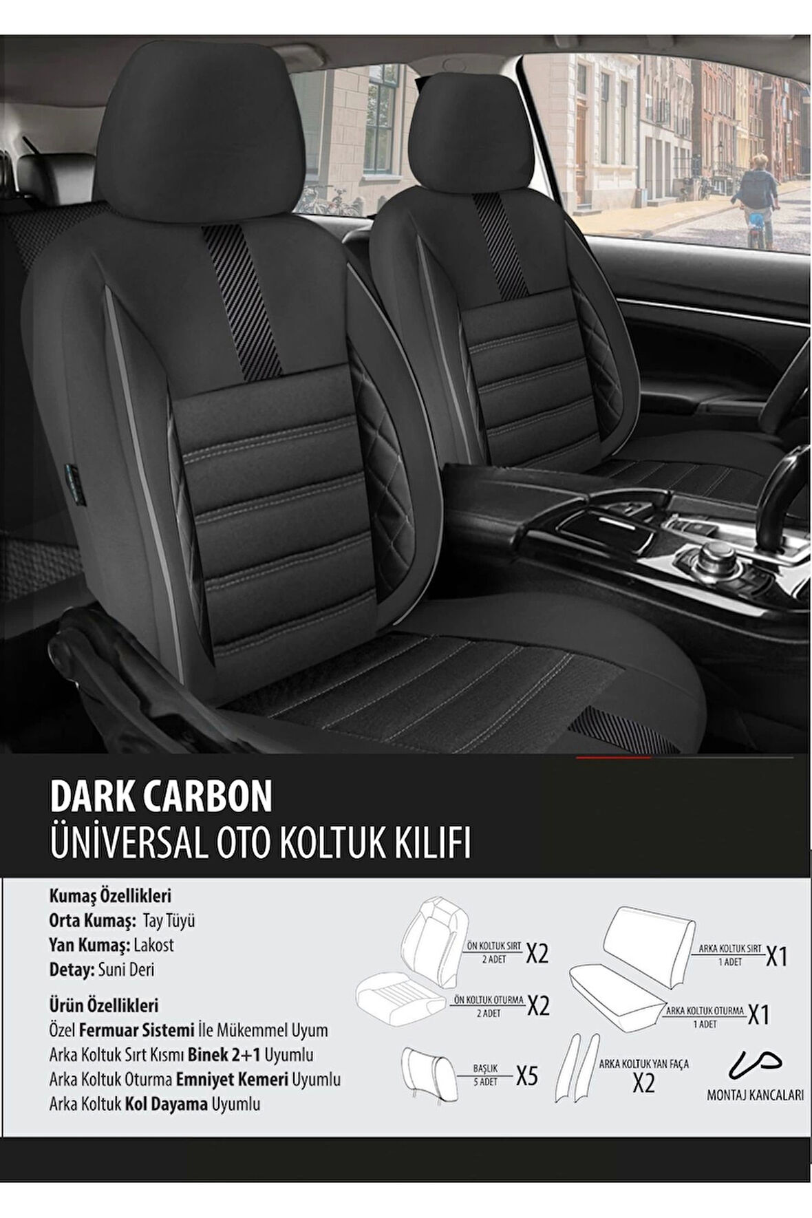 Kia Capital Koltuk Kılıfı Dark Carbon