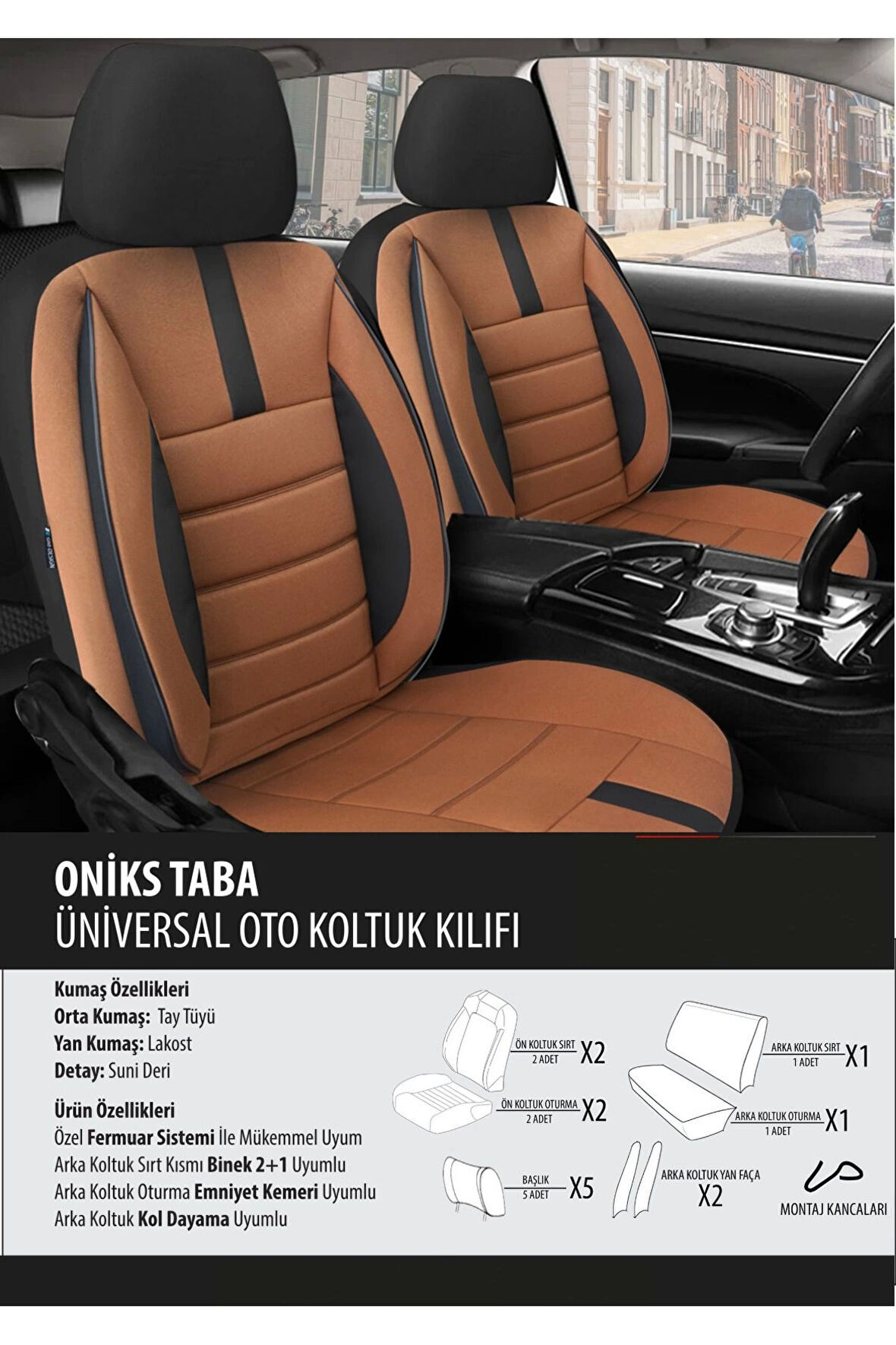 Mercedes C Koltuk Kılıfı Oniks Taba