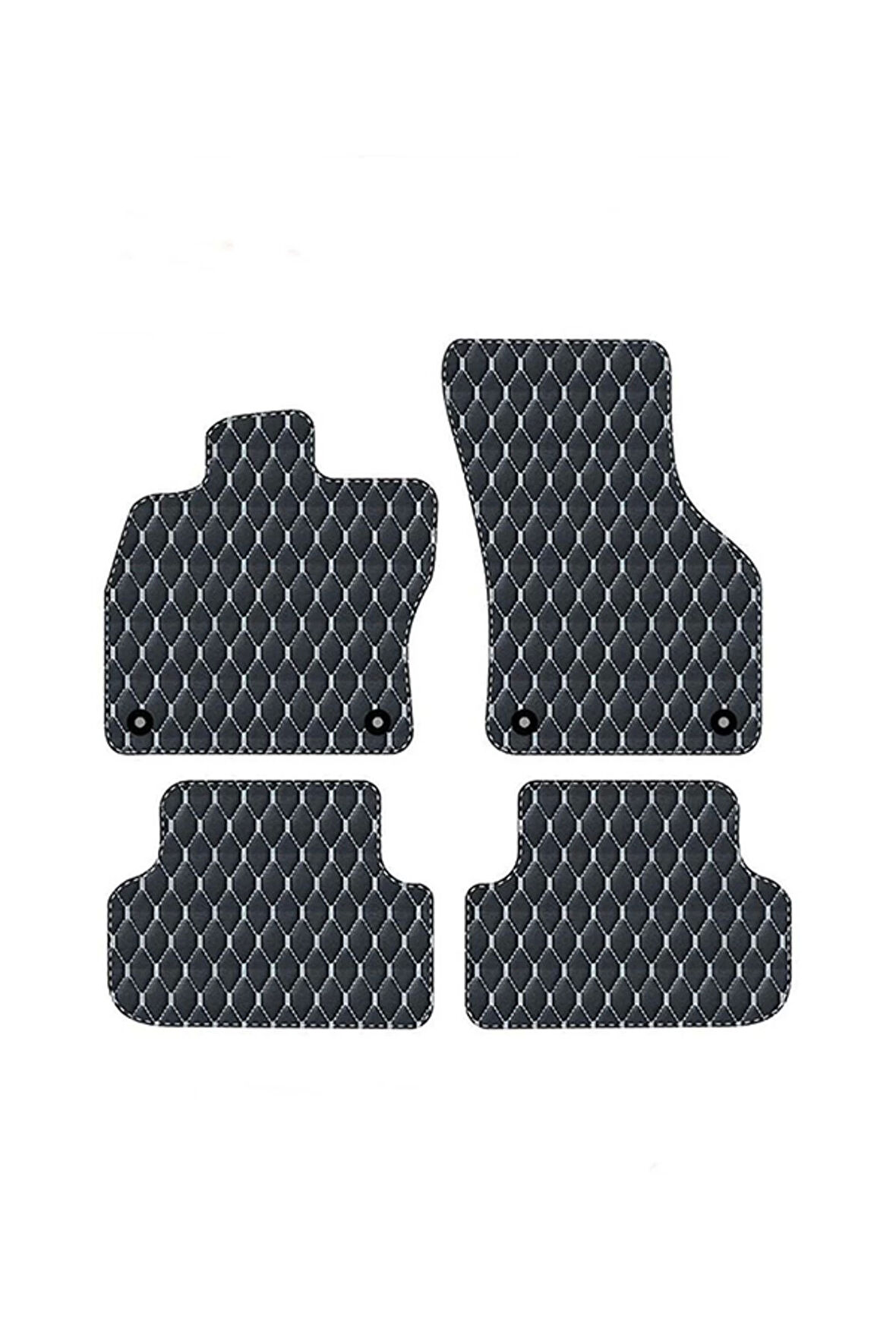 ISUZU D-MAX 2002-2012  Uyumlu Beyaz Dikişli Siyah Deri Paspas