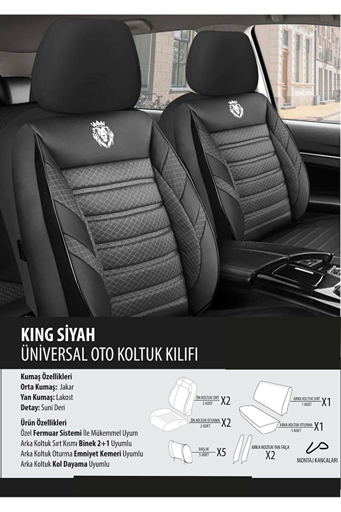 Ssangyong Rodius Koltuk Kılıfı King Siyah