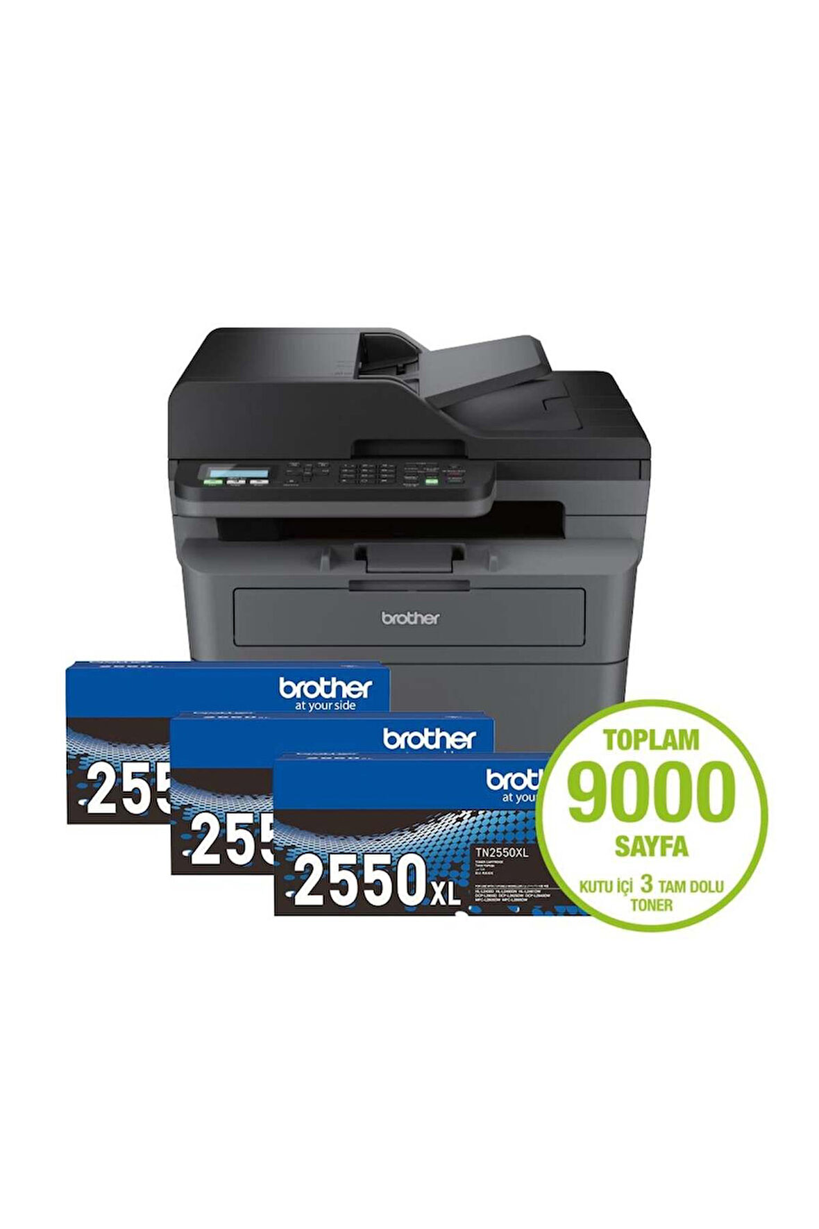 Brother MFC-L2806DW YAZ/TAR/FOT/FAX/DUB/WİFİ LAZER YAZICI (3 TAM DOLU TONER)