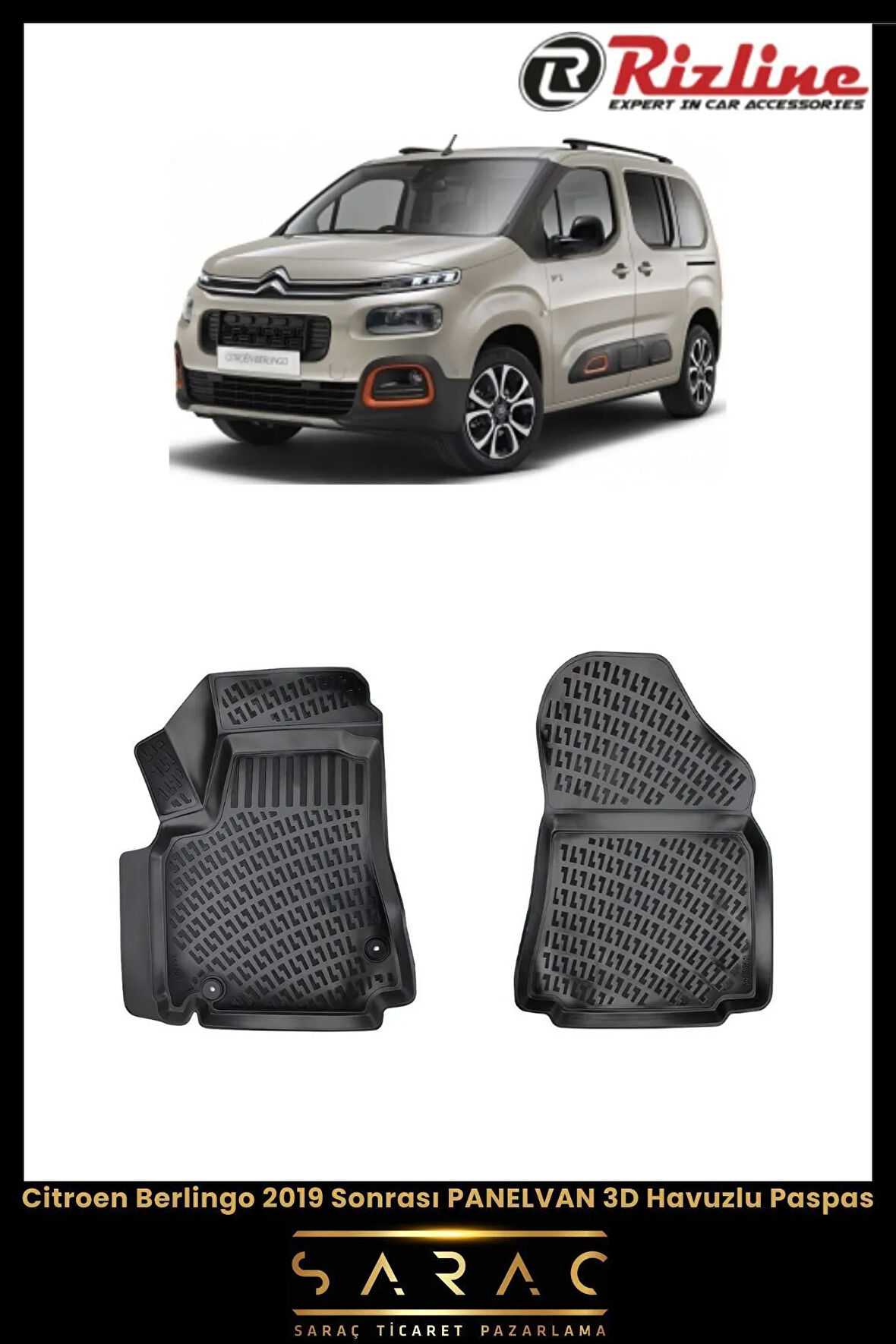 Rizline Citroen Berlingo Panelvan 2024 Model 3D Havuzlu Paspas