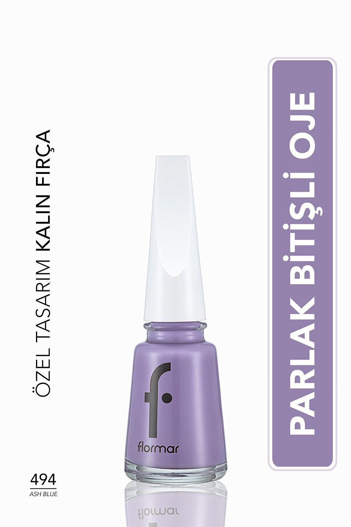 Flormar Klasik Parlak Bitişli Yüksek Pigmentli Oje - Nail Enamel -494 Ash Blue New- 8682536036306