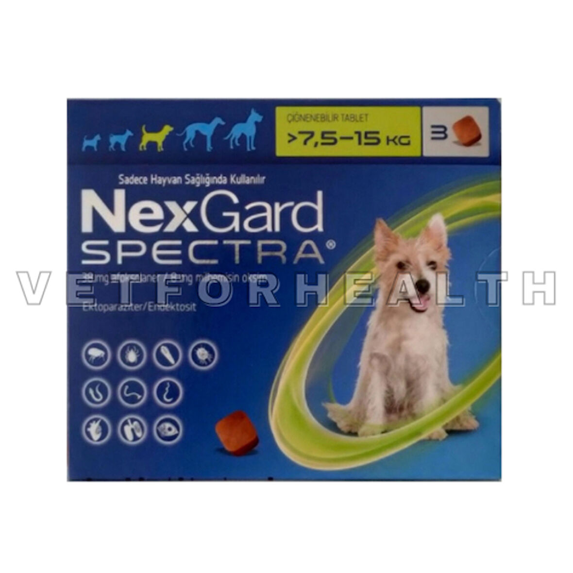 Nexgard Spectra 7.5-15 kg Köpekler İçin 3 Tablet SKT:12.25