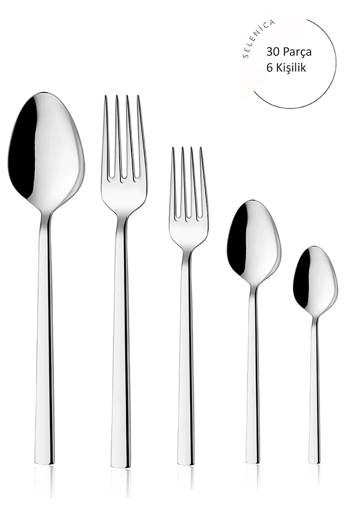 30 Parça 6 Kişilik Çatal Kaşık Takımı Düz Sade Model
