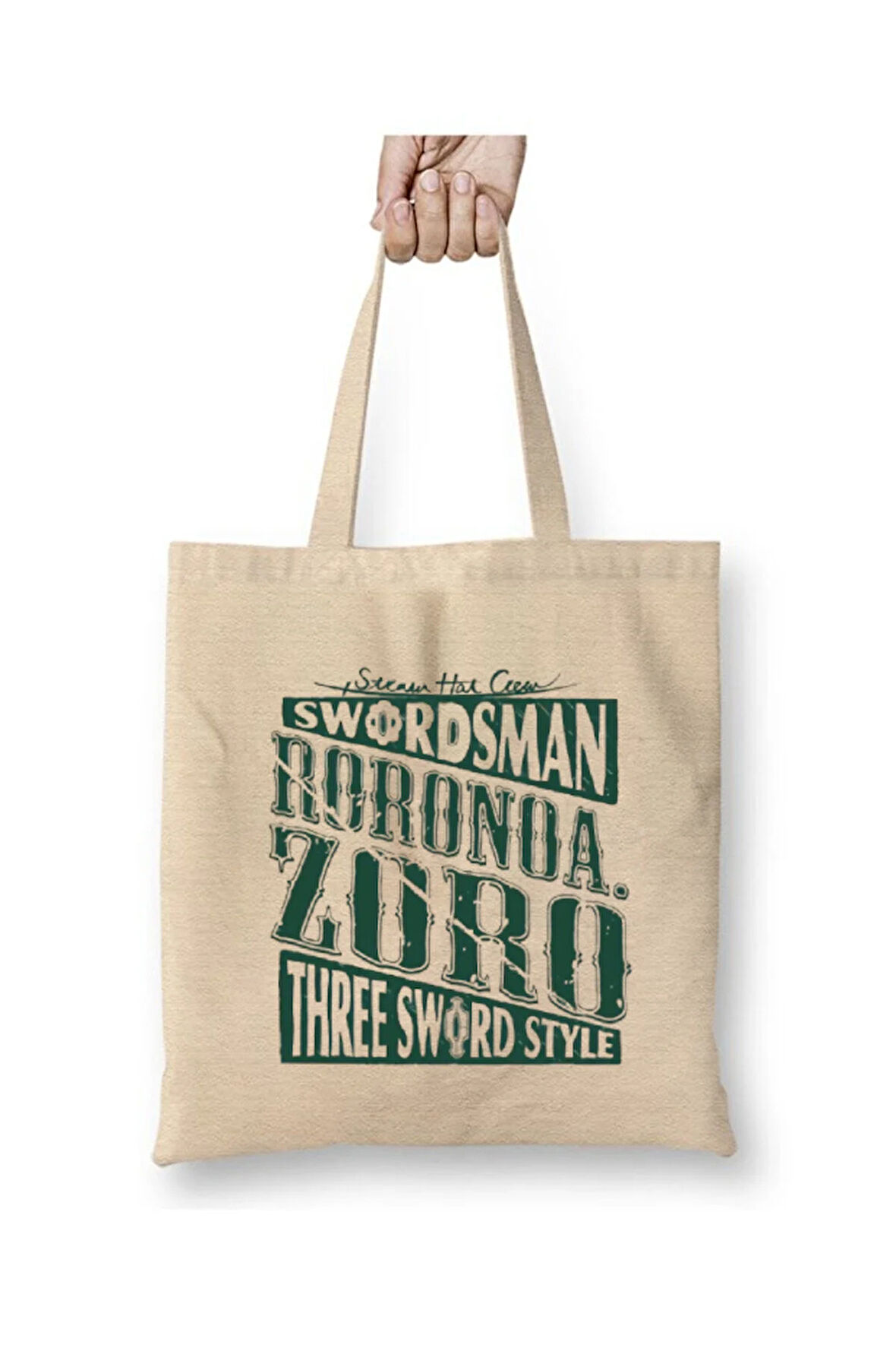 Roronoa Zoro One Piece Beyaz Bez Çanta Uzun Saplı Alışveriş Çantası Plaj Çantası