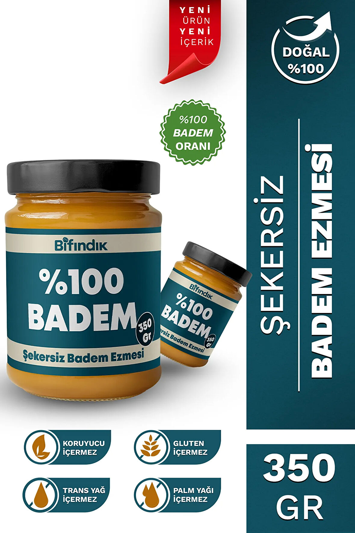 Şekersiz Badem Ezmesi Katkısız Taze Çekim Doğal Sürülebilir Kahvaltılık %100 Badem Ezmesi 350 gram