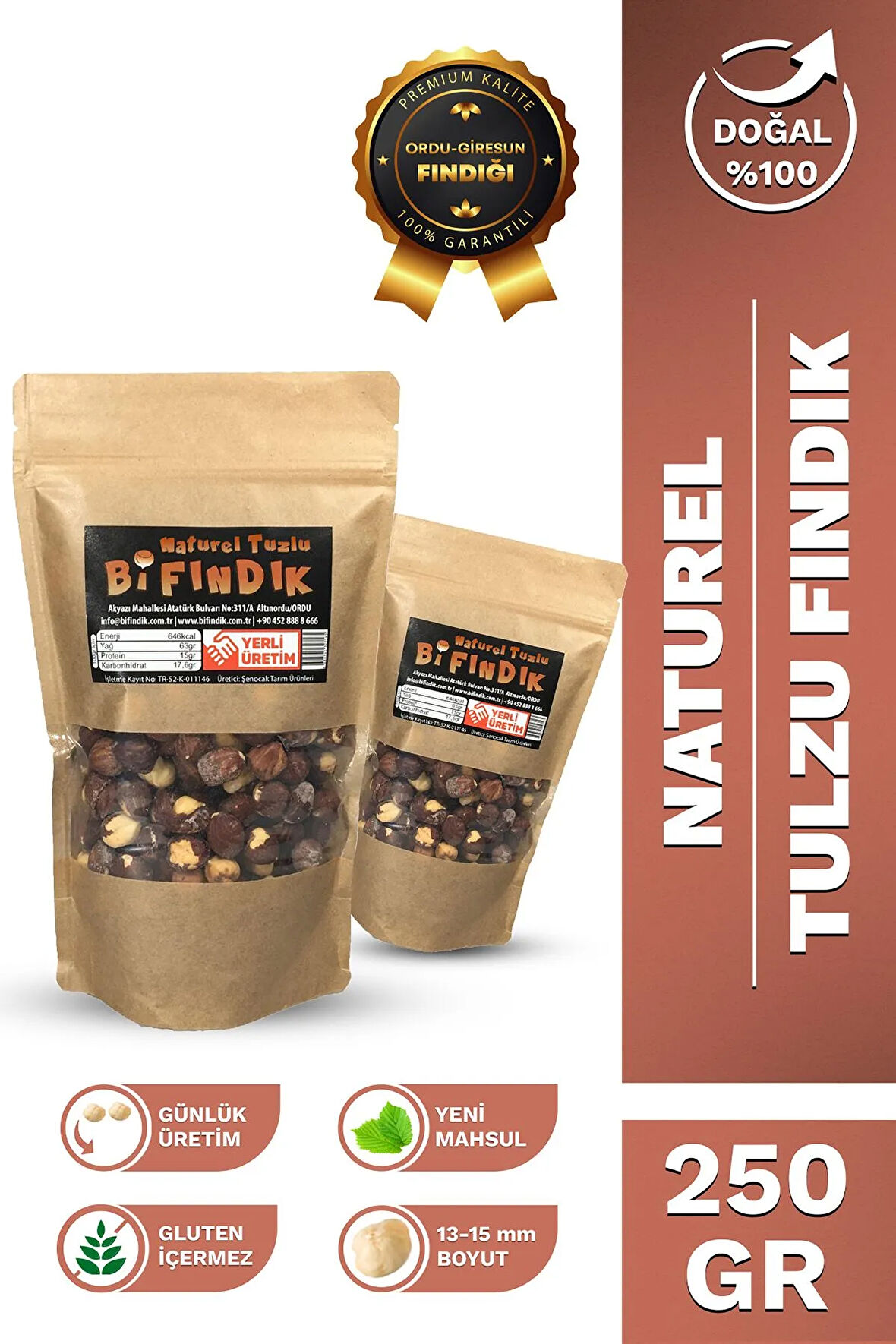 NATUREL TUZLU İÇ FINDIK İRİ BOY %100 TAZE LEZZETLİ YENİ MAHSUL ÇEREZ TUZLU DOYPACK 250 GR