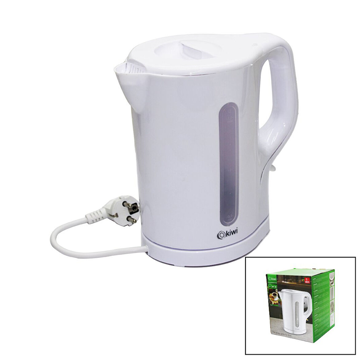 PLASTİK  KETTLE SU ISITICISI  BEYAZ  1.7LT  2000W OTOMATİK KAPANMA - 360° GÖVDE - KABLO SAKLAMA KK-3304 (4987)