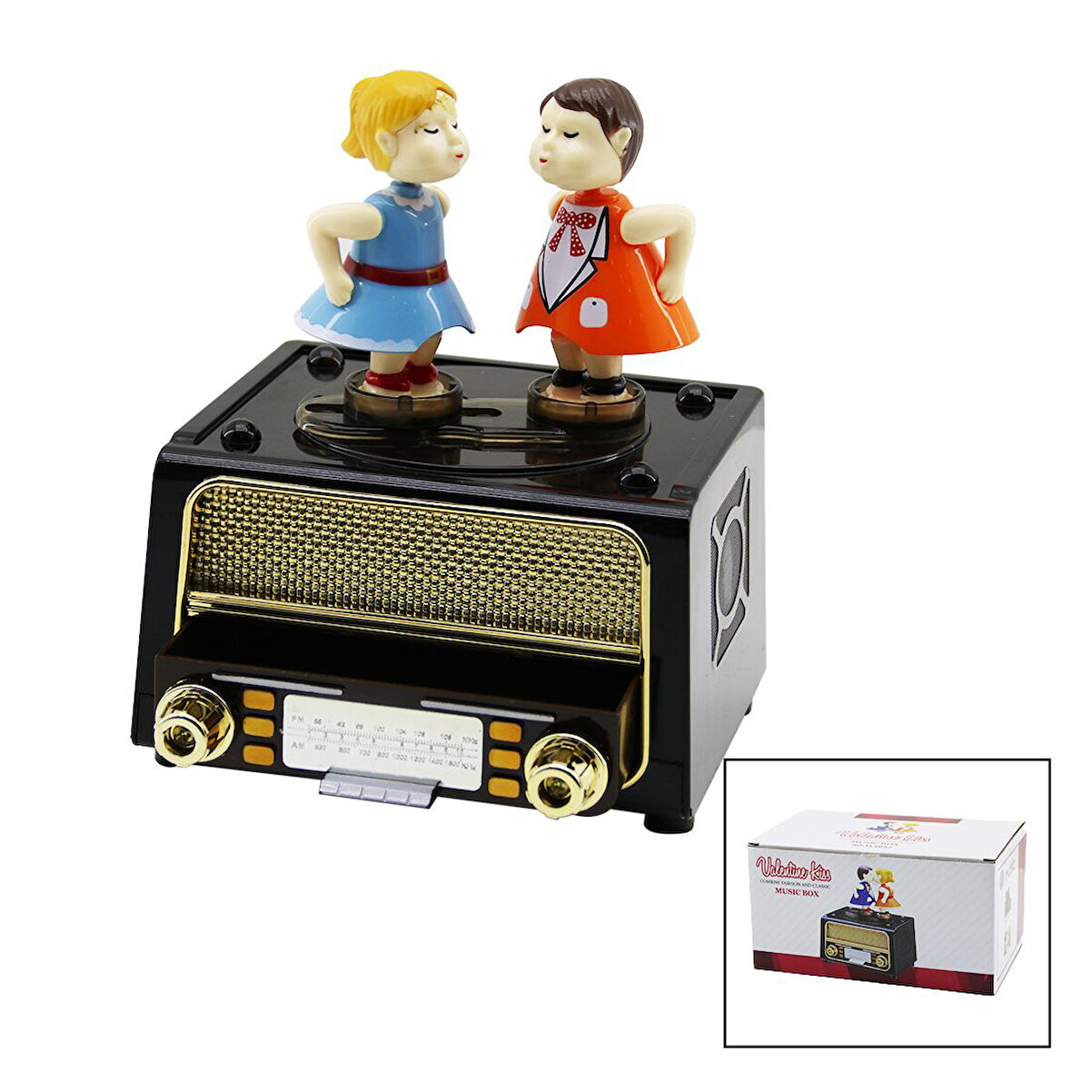 MÜZİKLİ  DEKORATİF  NOSTALJİK RADYO - DANS EDEN ÇOCUKLAR - TAKI KUTUSU (4987)