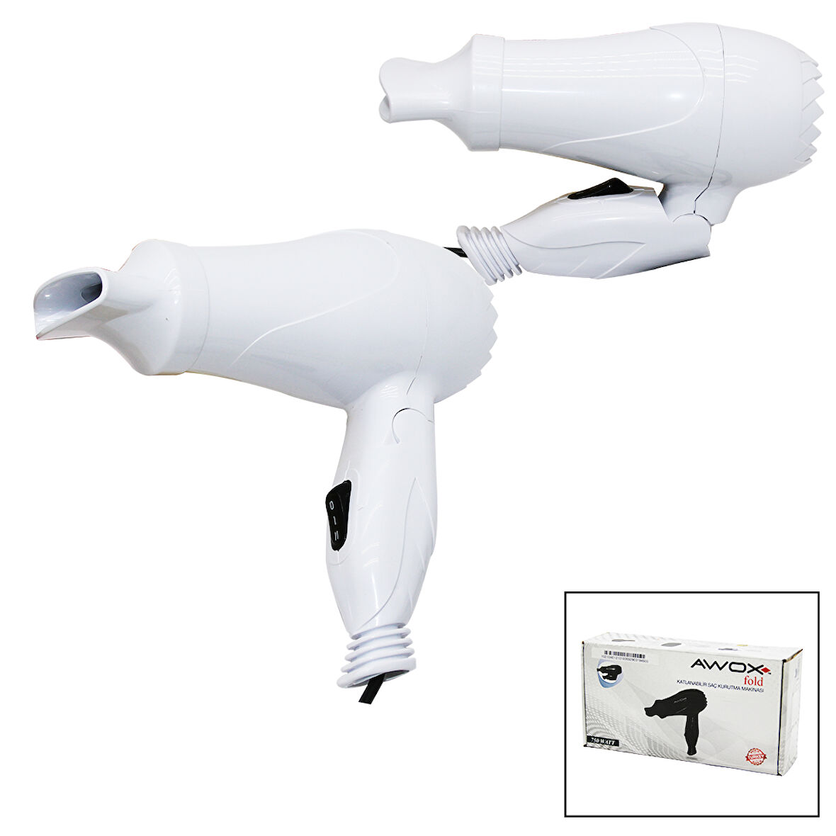 AWOX FOLD SAÇ KURUTMA - FÖN MAKİNESİ SEYAHAT TİPİ 750W (4987)