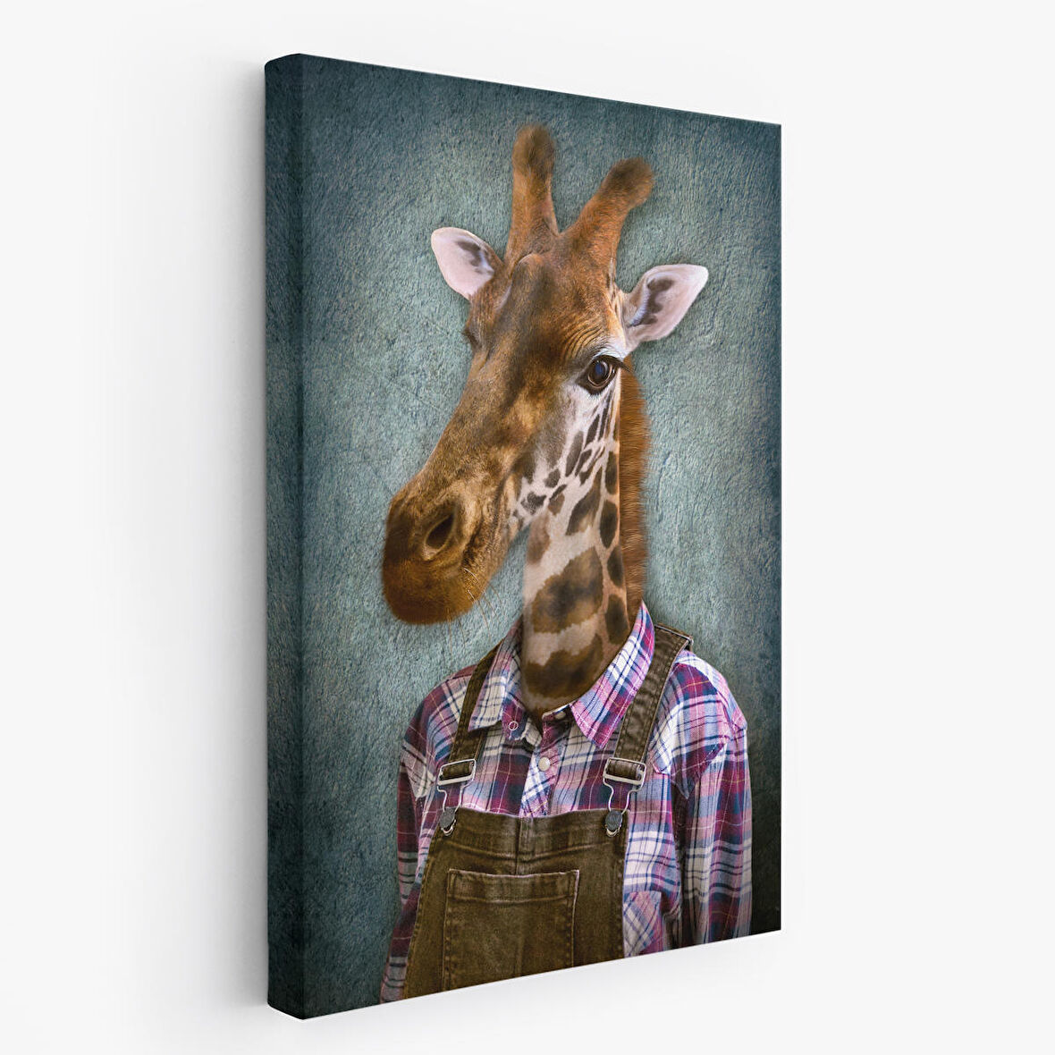 Zurafa Kafalı İnsan Kanvas Tablo-4989