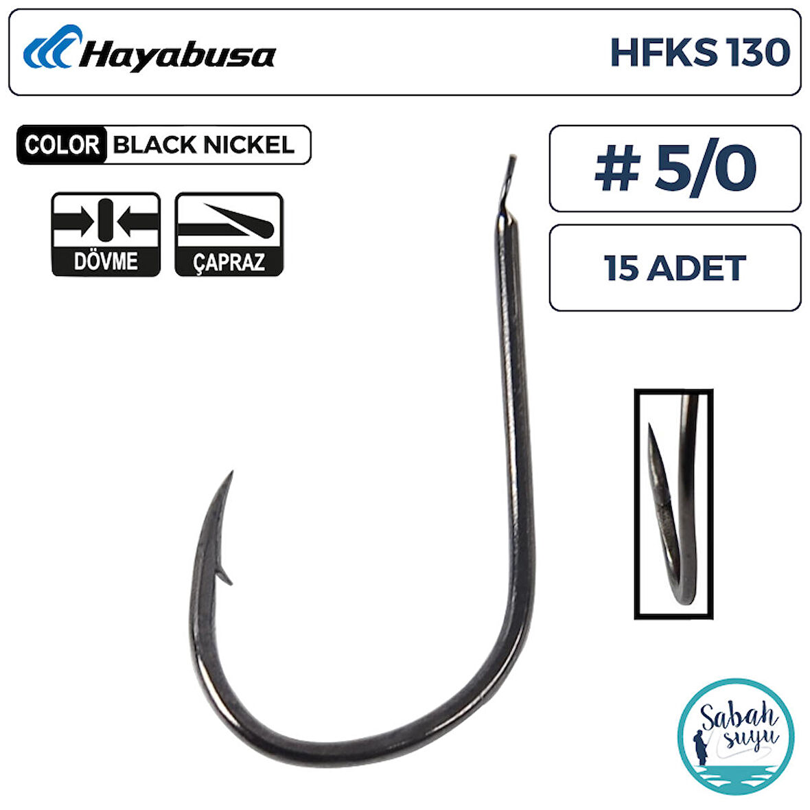 Hayabusa HFKS 130 Kısa P. Dövme Çapraz İğne Siyah #5/0 (15 Adet)