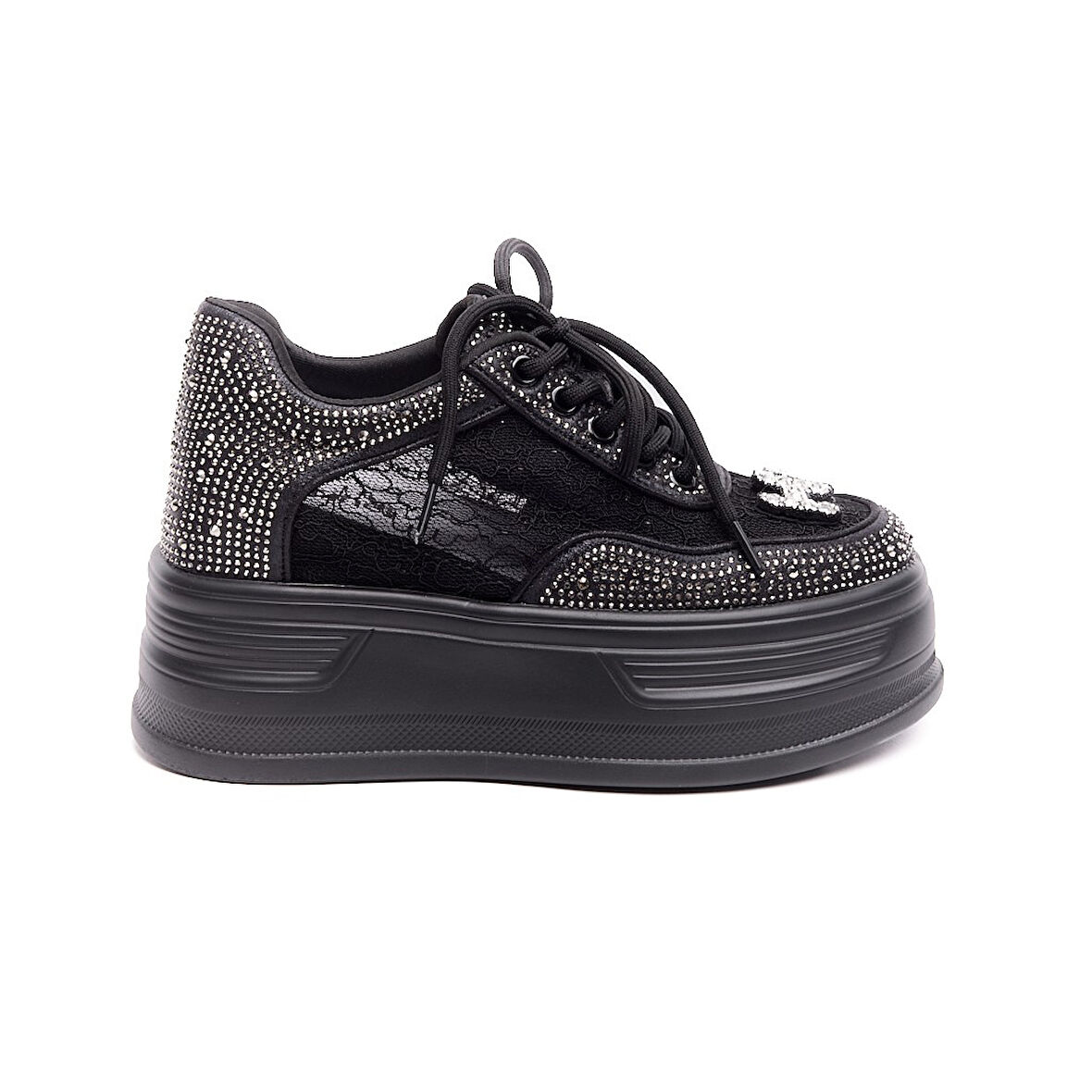Yüksek Taban Taşlı Kadın Sneaker