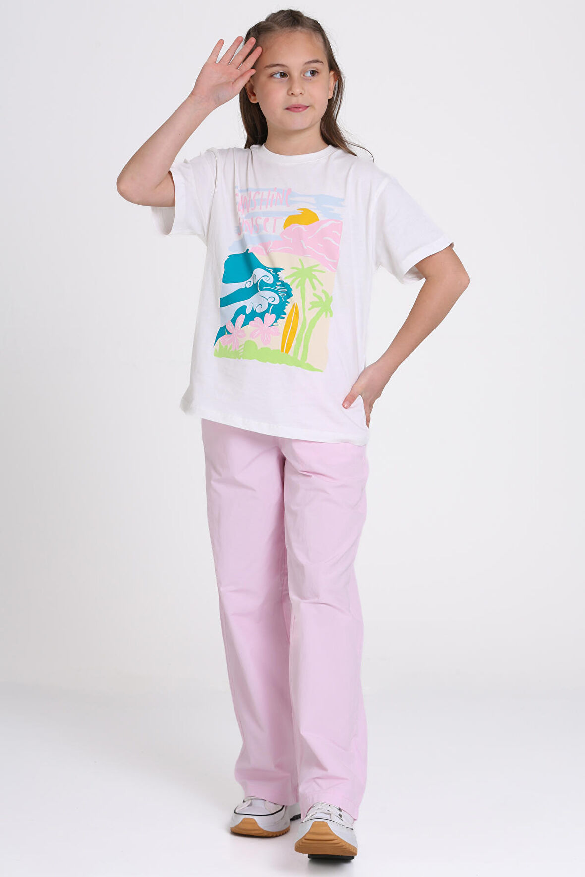 Pembe Sunshine Fun Baskılı 9-13 Yaş Takım - 2484-1