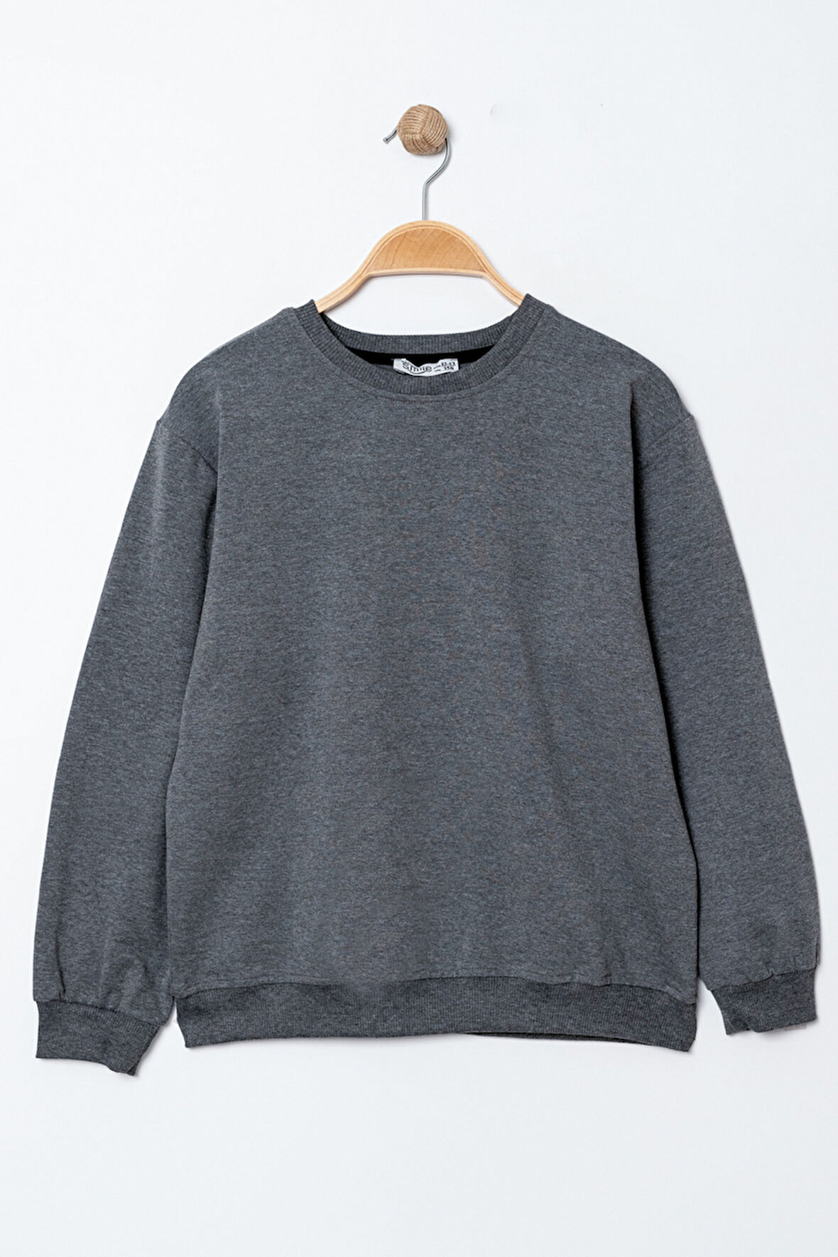 Erkek Çocuk Füme Bisiklet Yaka Basic 5-13 Yaş Sweatshirt- 3535-3