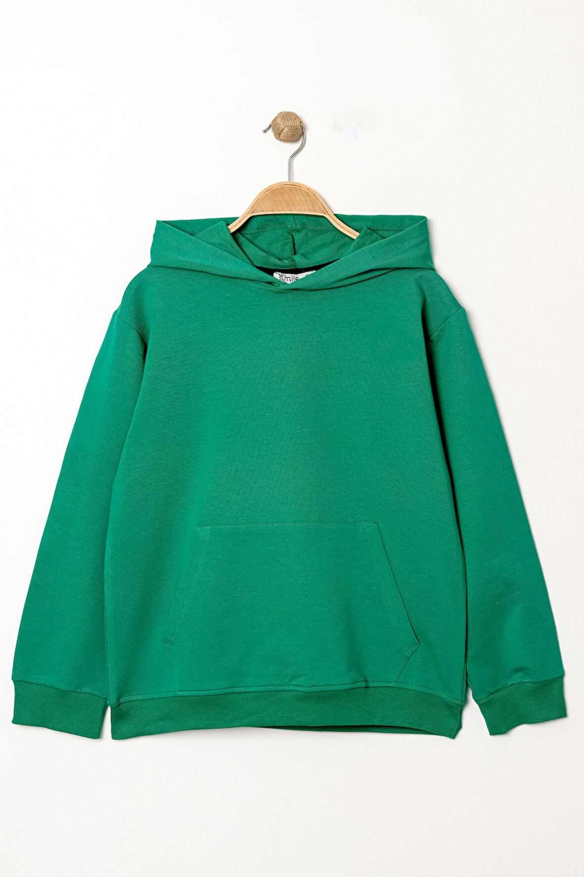 Erkek Çocuk Koyu Yeşil Kapüşonlu Kanguru Cepli 5-13 Yaş Sweatshirt- 3536-7