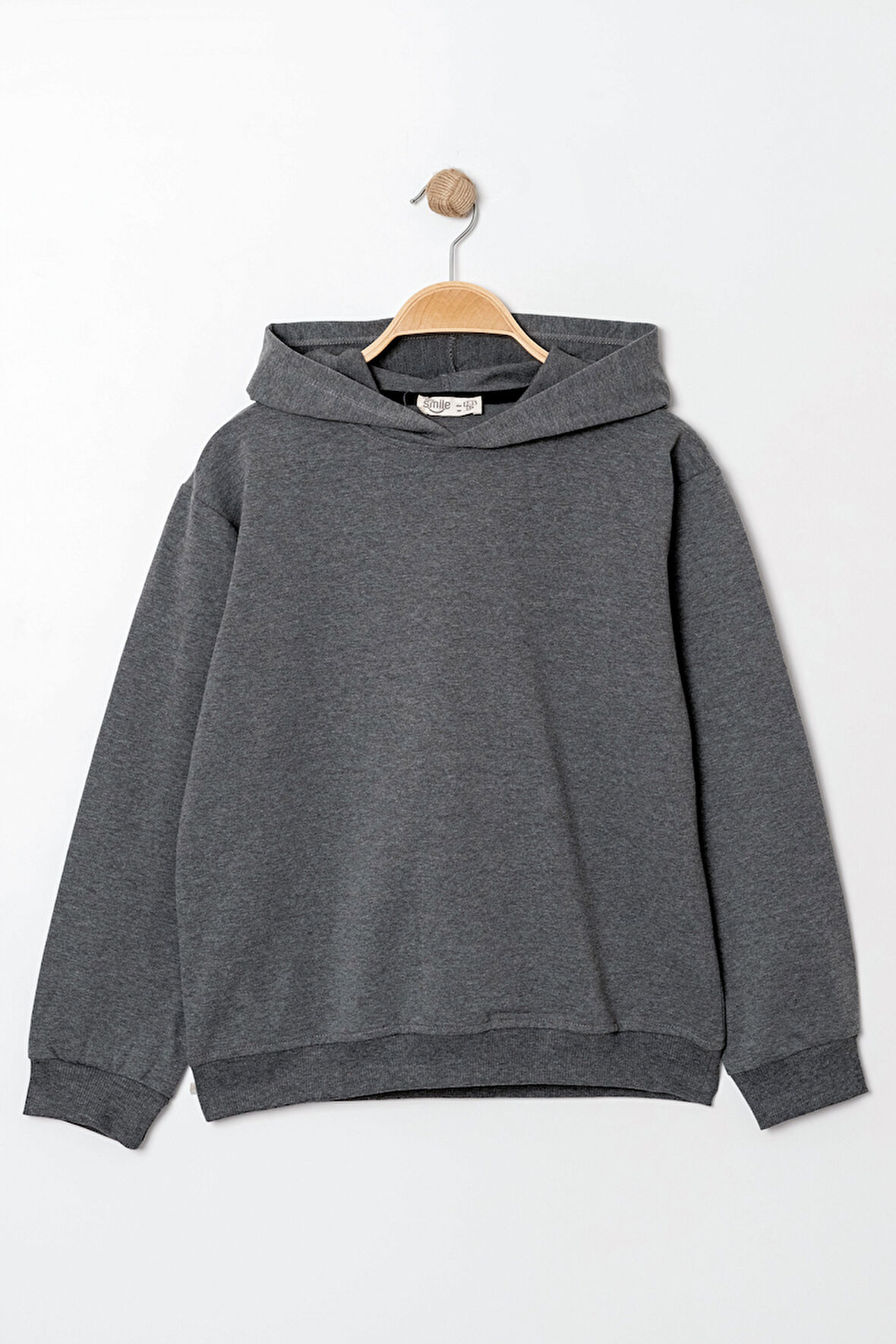 Erkek Çocuk Füme Kapüşonlu Basic 5-13 Yaş Sweatshirt- 3537-2