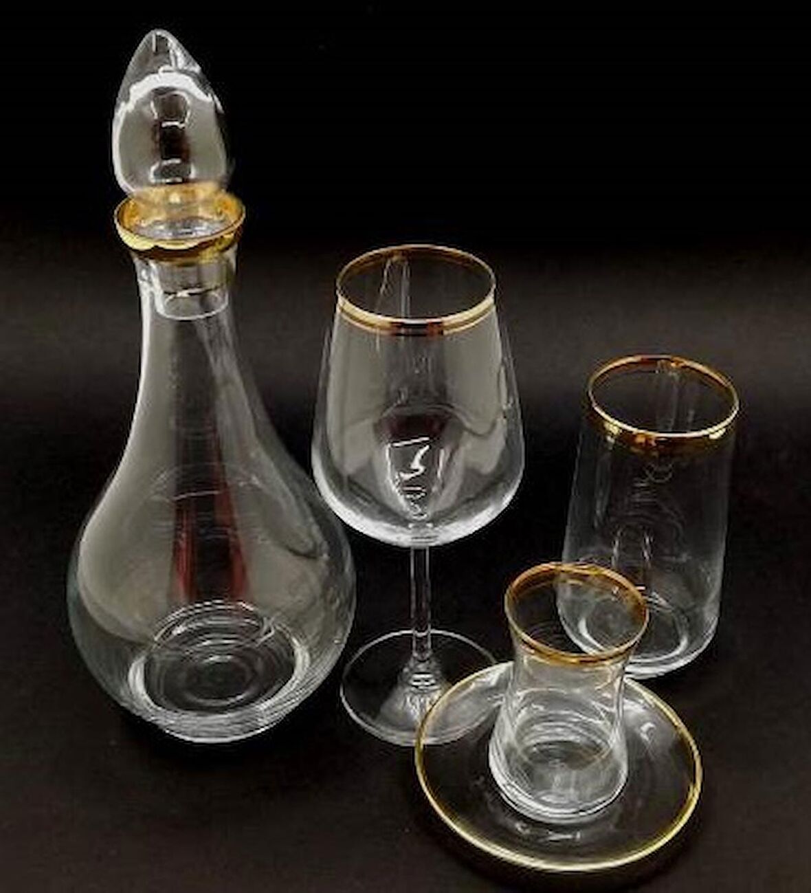 gold yaldızlı 49 parça bardak sofra seti paşabahçe 12 kişilik