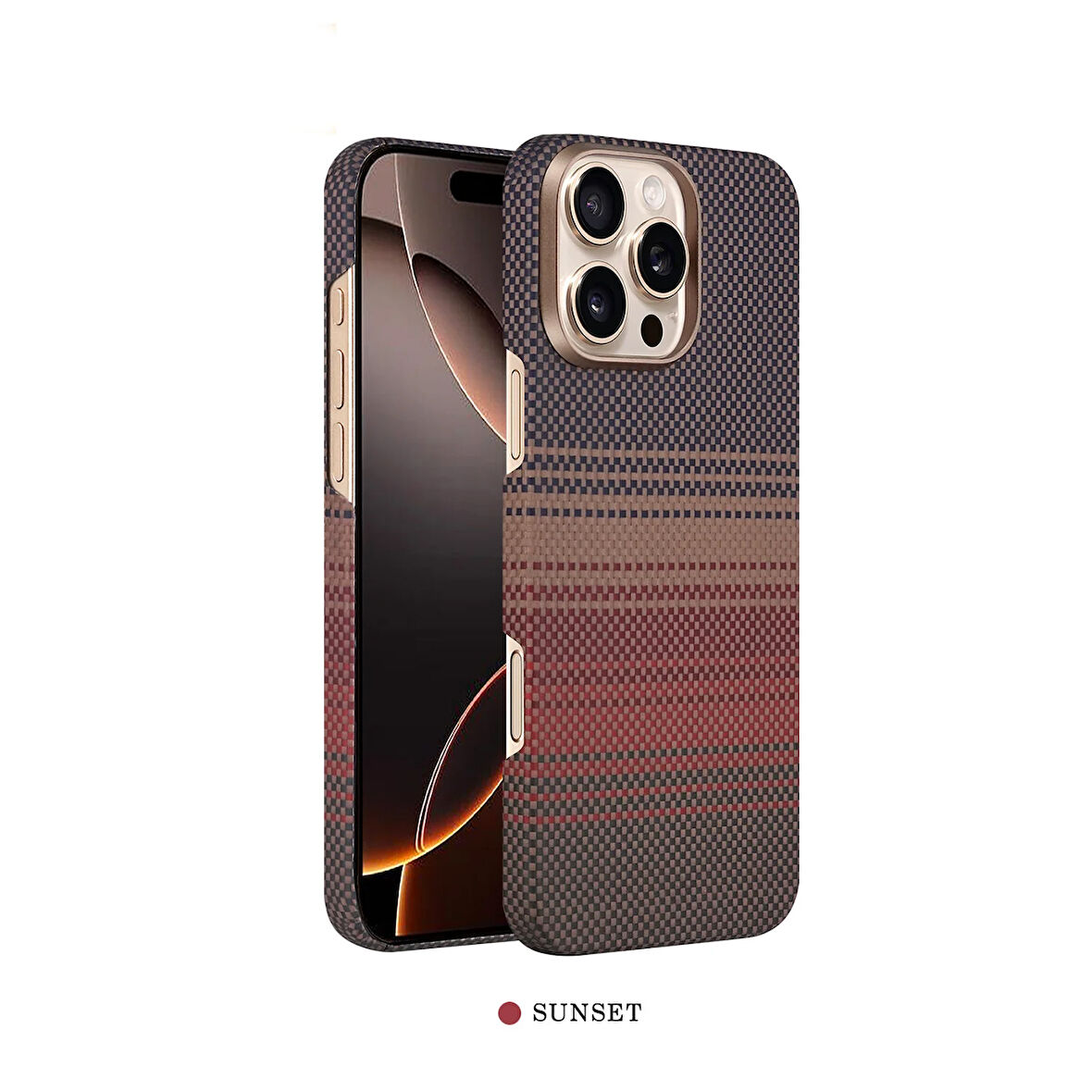 iPhone 16 Pro Max Uyumlu MagSafe Kevlar Karbon Fiber Arka Koruma Kılıf (Çöl Rengi) – Premium Seri