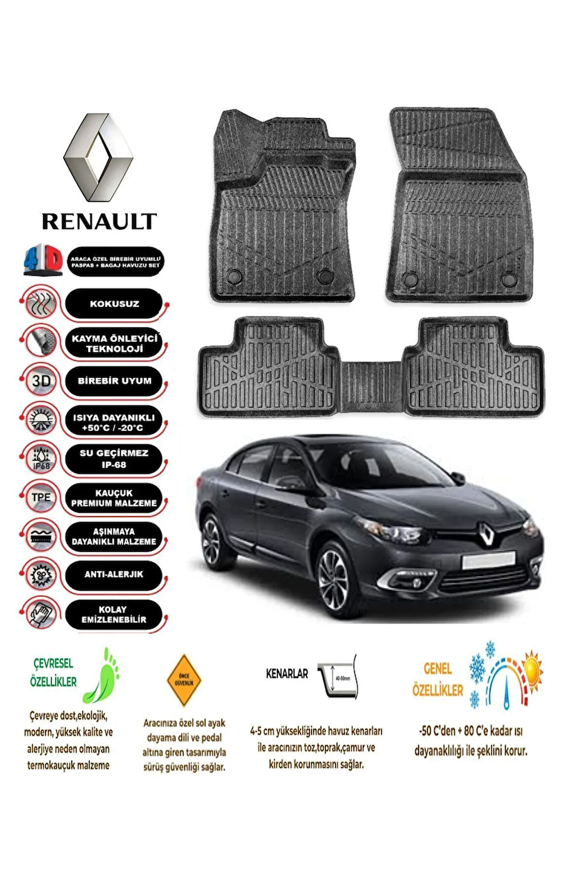  RENAULT FLUANCE 2013 4D Havuzlu Paspas 
