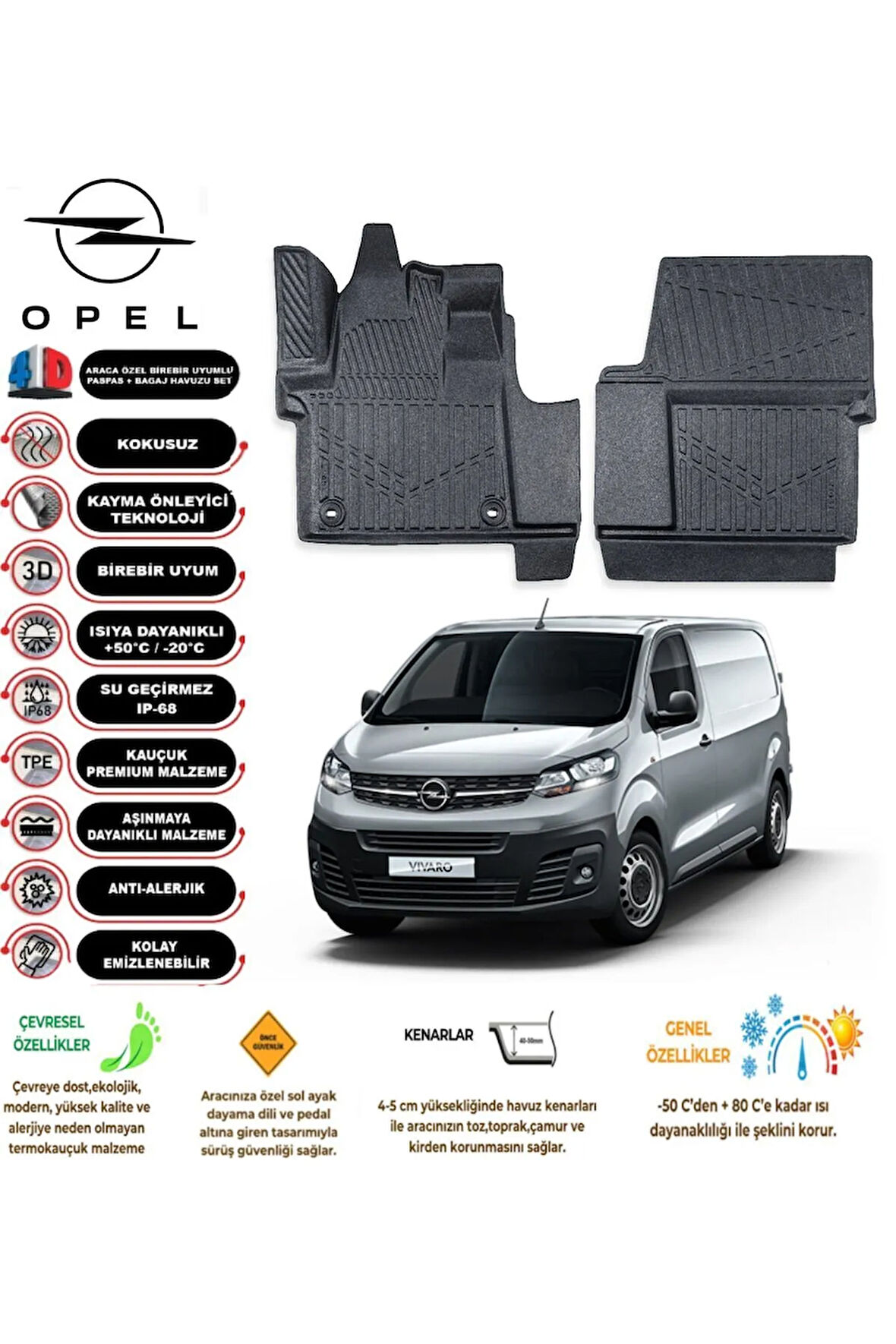  OPEL VİVARO PANELVAN 2024 4D Havuzlu Paspas 