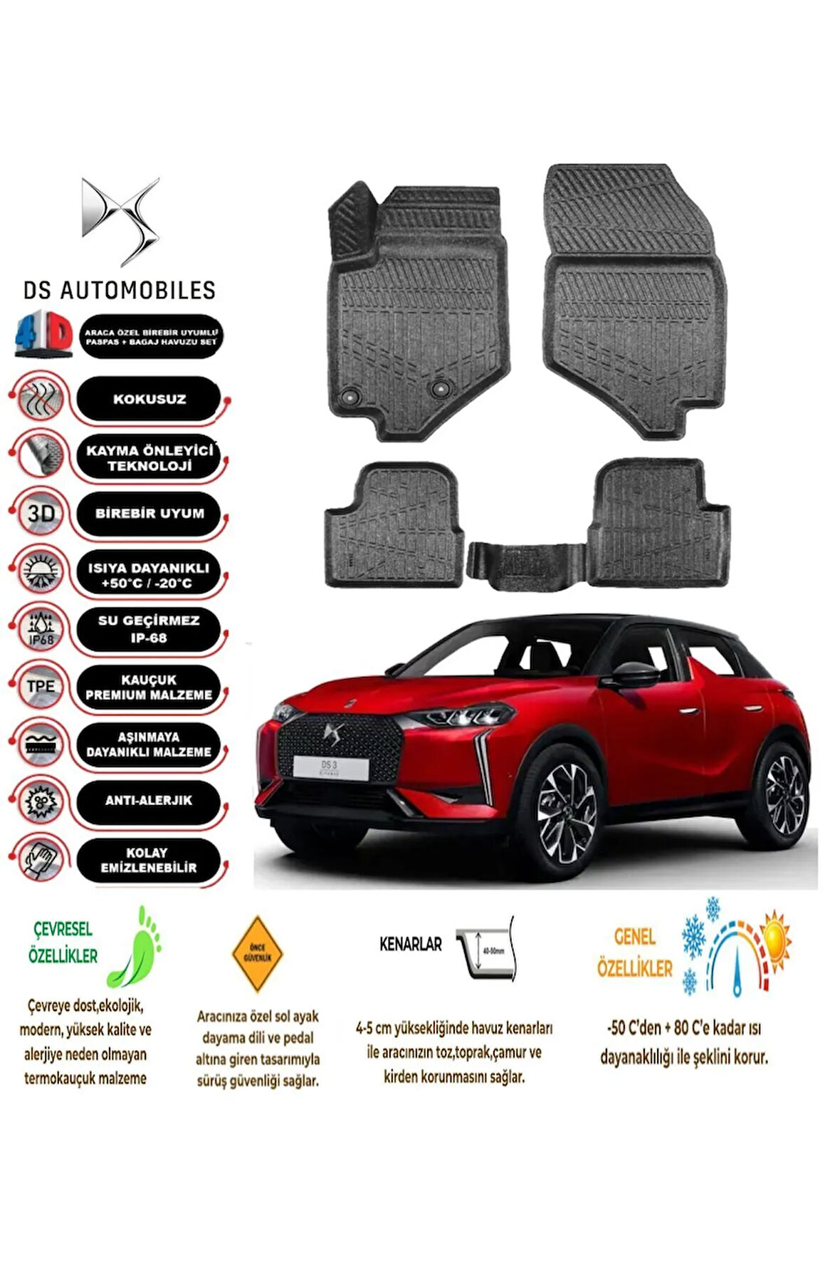  DS DS3 CROSSBACK 2021 4D Havuzlu Paspas 