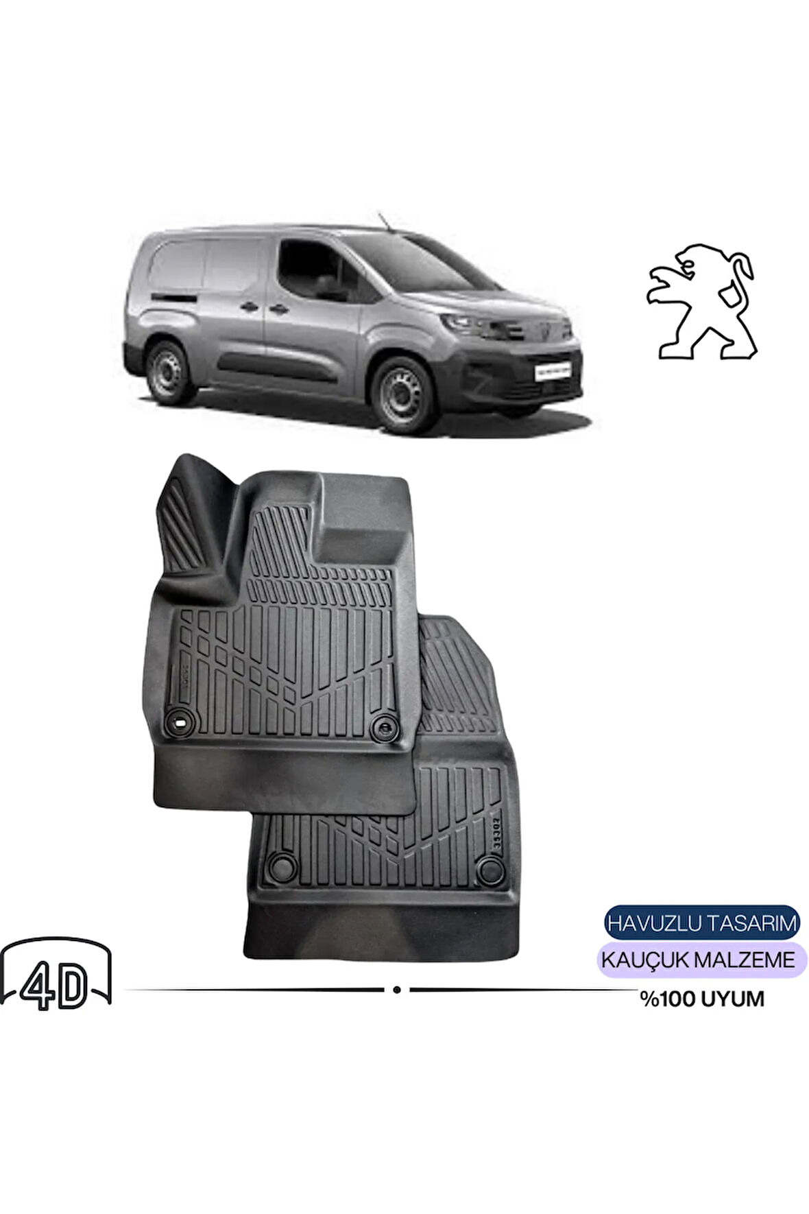  PEUGEOT RİFTER PANELVAN 2021 4D Havuzlu Paspas 