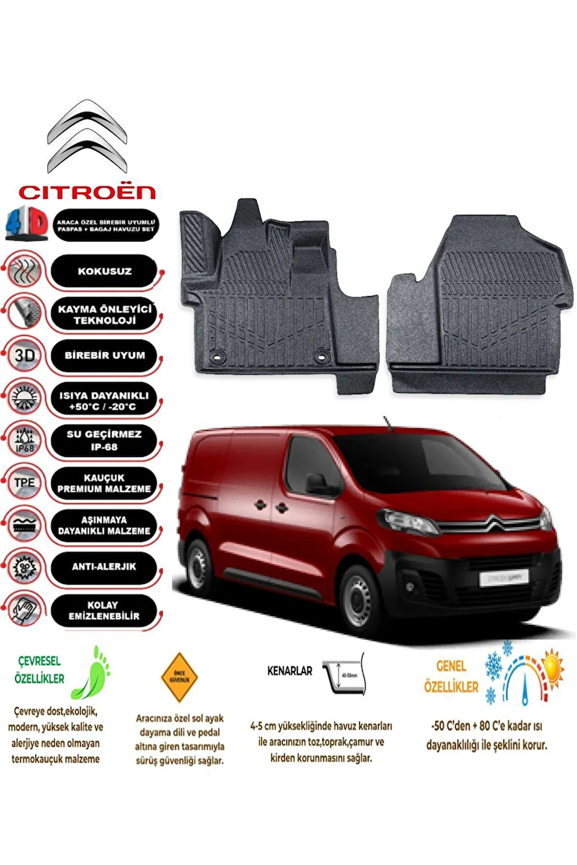  CİTROEN JUMPY PANELVAN 2020 4D Havuzlu Paspas 