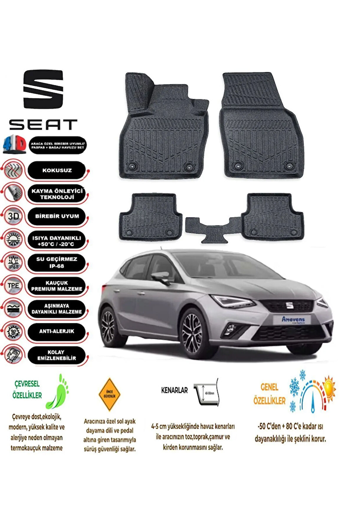  SEAT IBIZA 2018 4D Havuzlu Paspas 