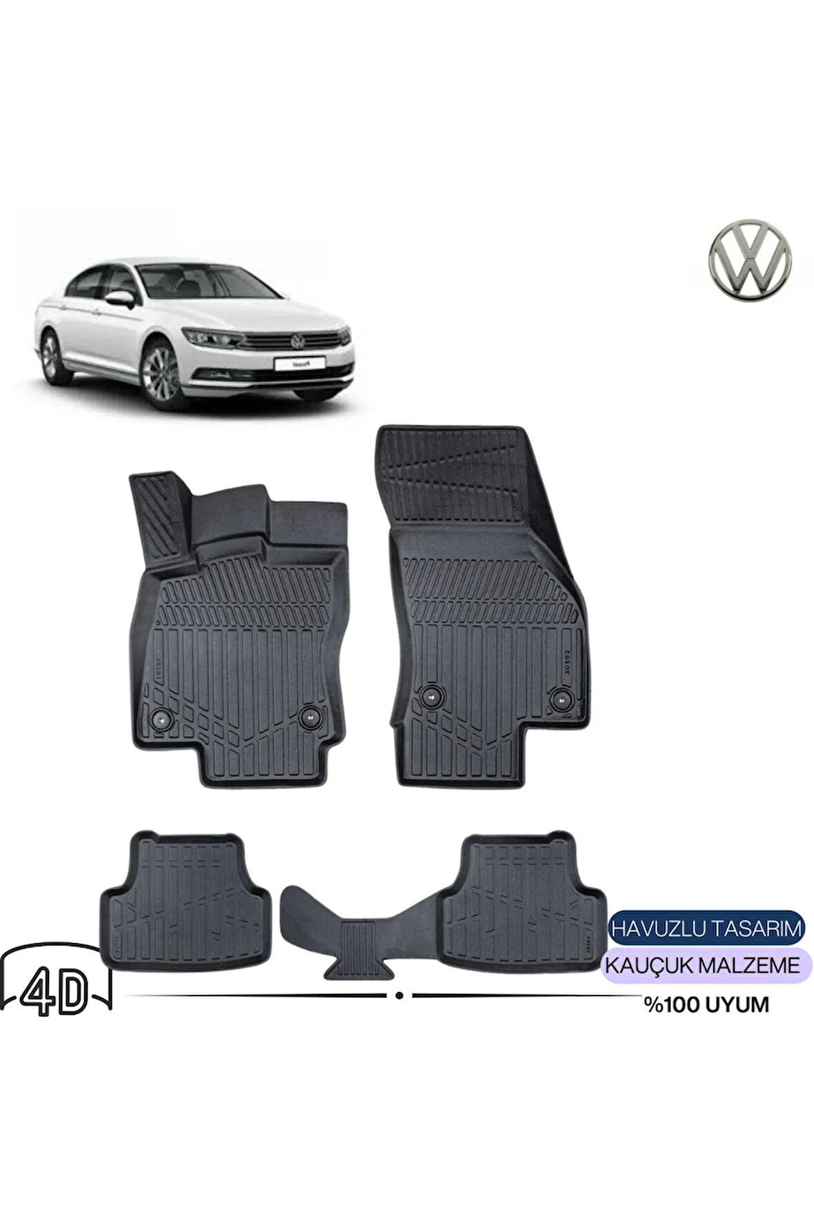  VOLKSWAGEN PASSAT B8 EU 2017 4D Havuzlu Paspas 