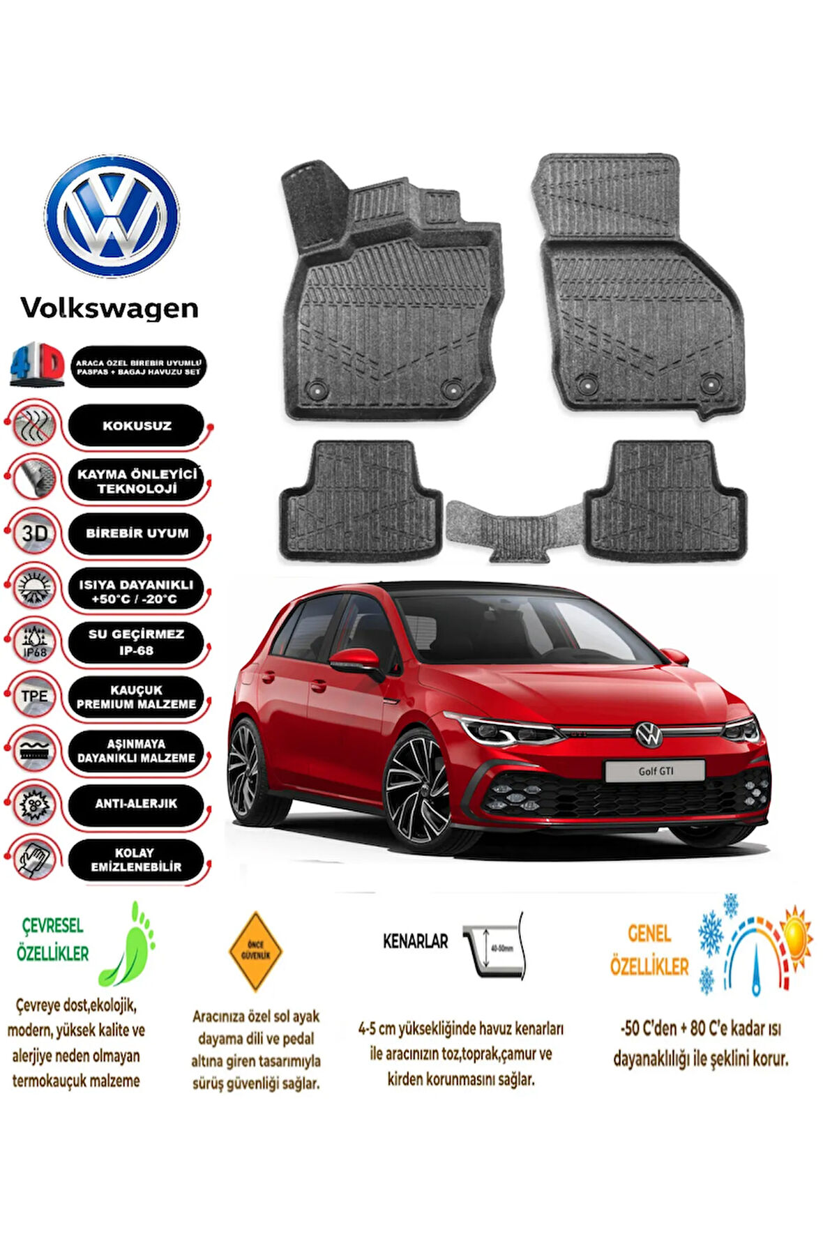  Volkswagen Golf 8 Otamatik 2022 4D Havuzlu Paspas 