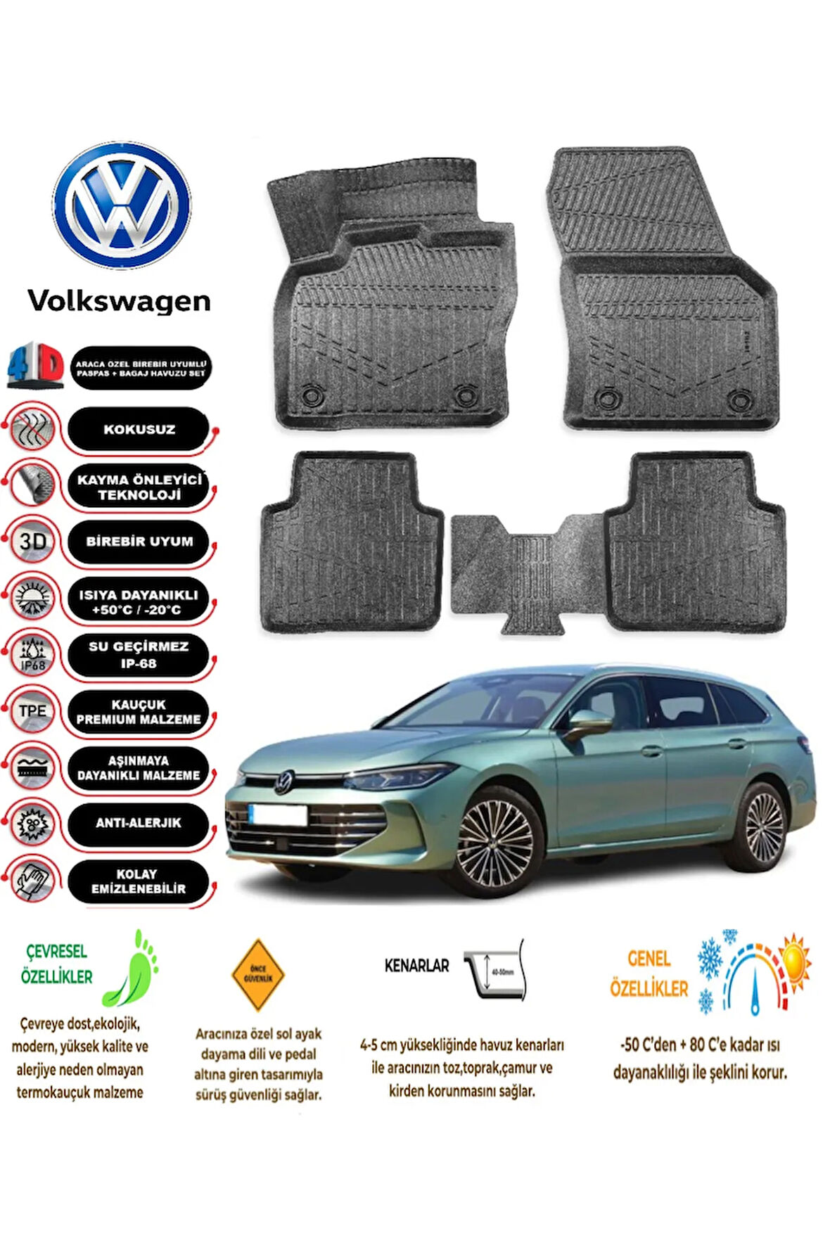  Volkswagen Passat B9 2024    4D Havuzlu Paspas 