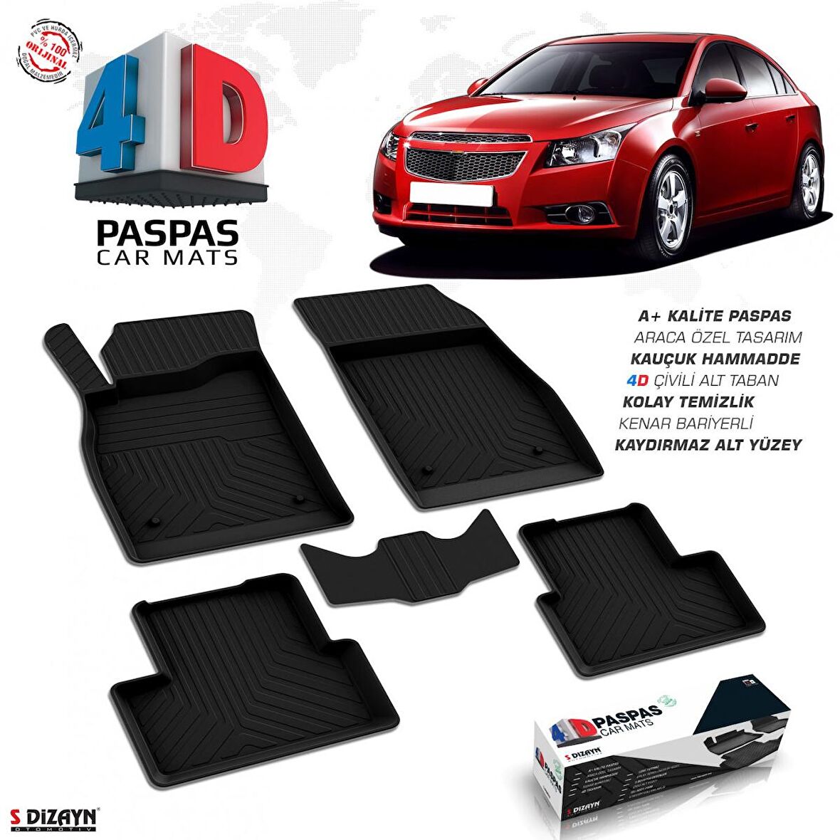 Chevrolet Cruze 4D Havuzlu Paspas 2009 ve Üzeri A+Kalite