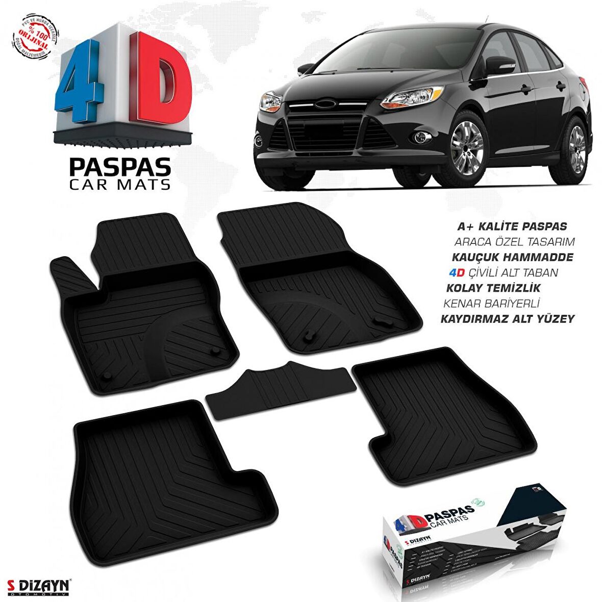 Ford Focus 3 SD 4D Havuzlu Paspas 2011-2014 A+Kalite