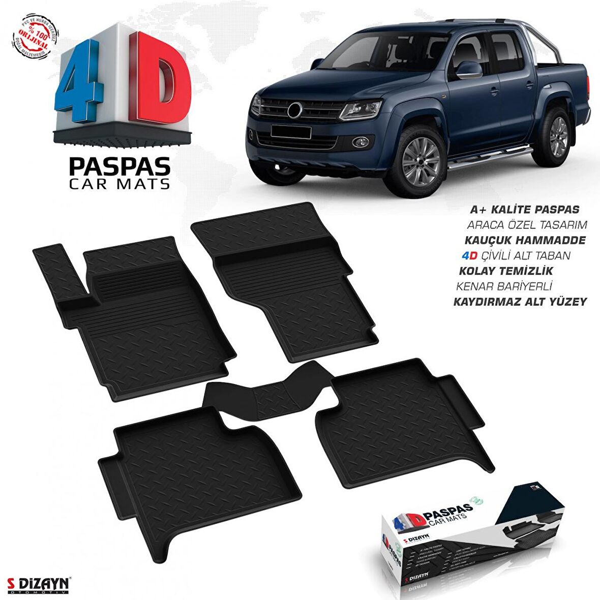 VW Amarok 4D Havuzlu Paspas A+Kalite