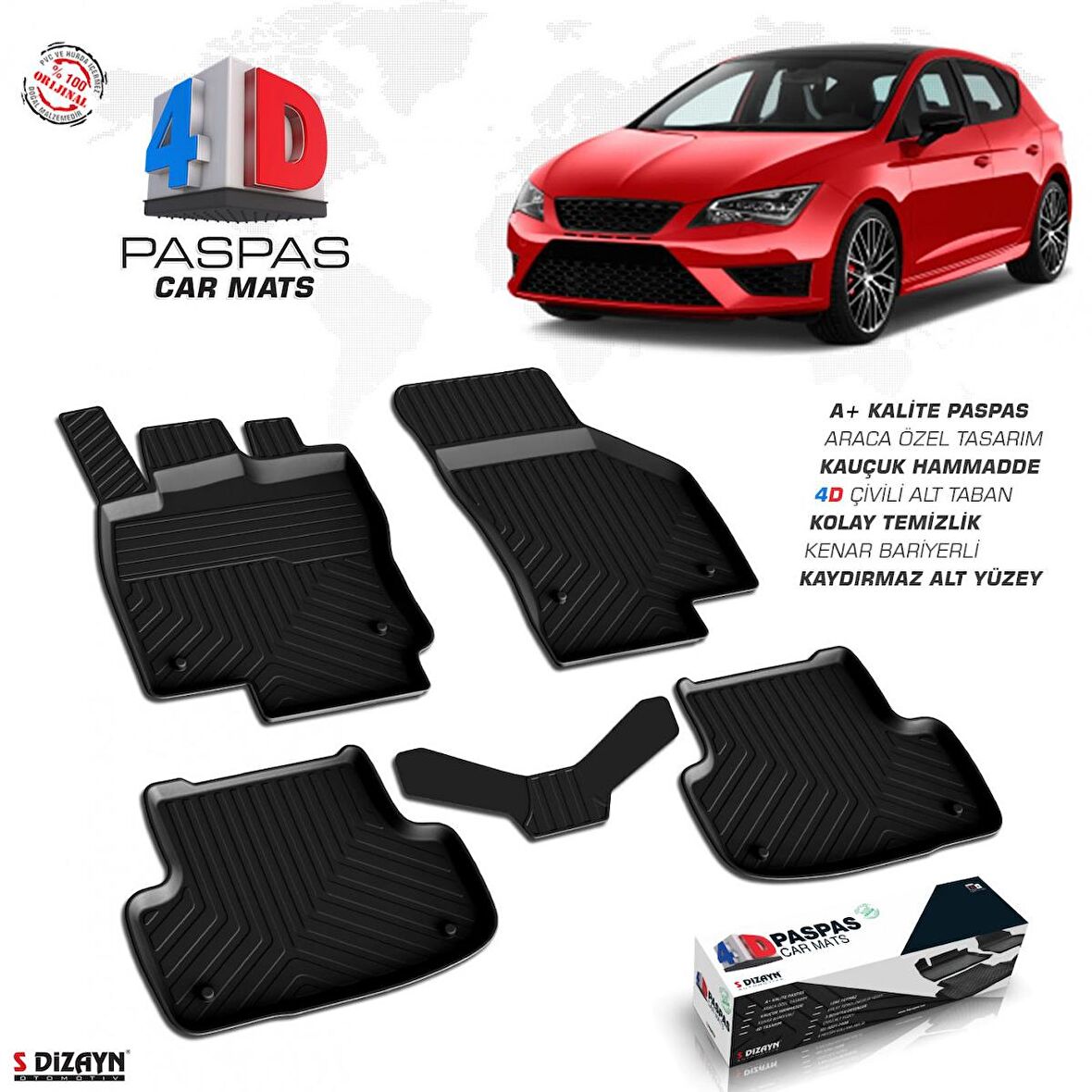 Seat Leon 4D Havuzlu Paspas 2013 ve Üzeri A+Kalite