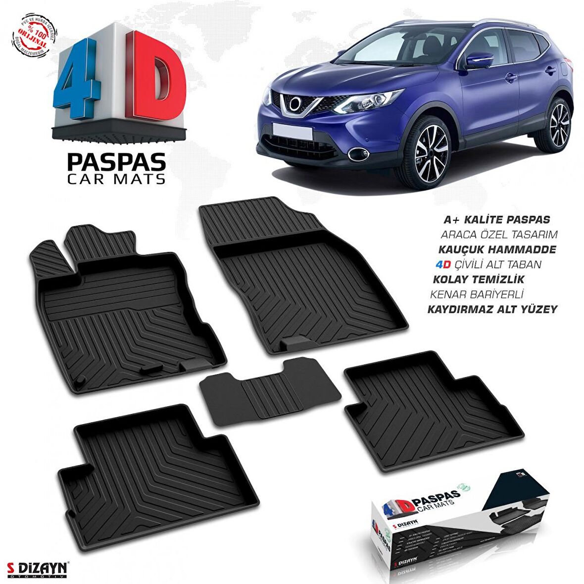 Nissan Qashqai 2 4D Havuzlu Paspas 2014 ve Üzeri A+Kalite