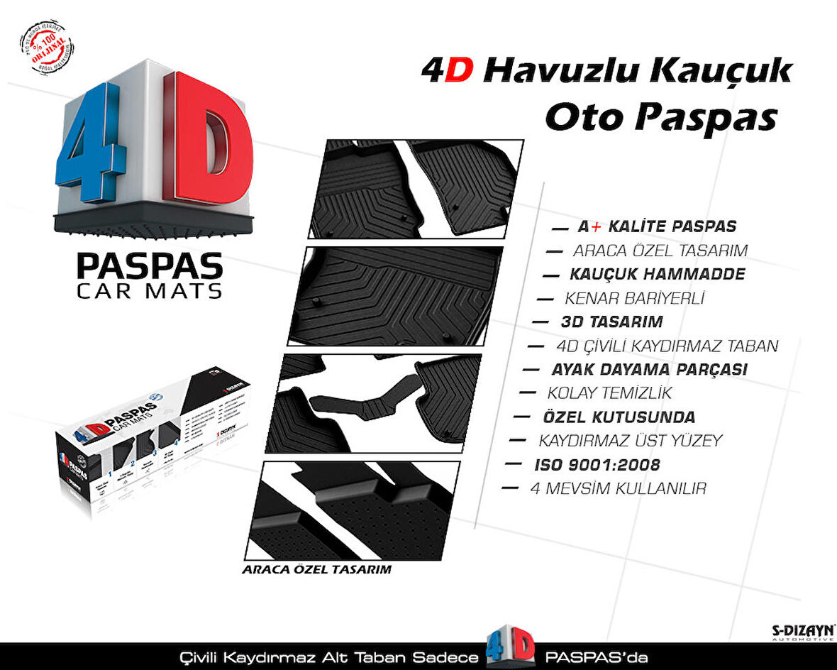 Ford Fiesta 4D Havuzlu Paspas 2017 ve Üzeri A+ Kalite