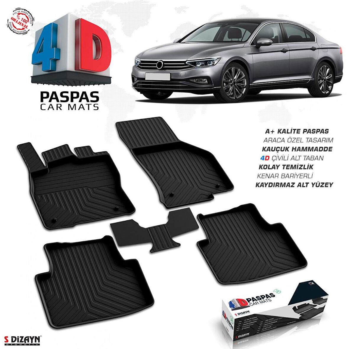 VW Passat B8.5 4D Havuzlu Paspas 2019 ve Üzeri A+Kalite
