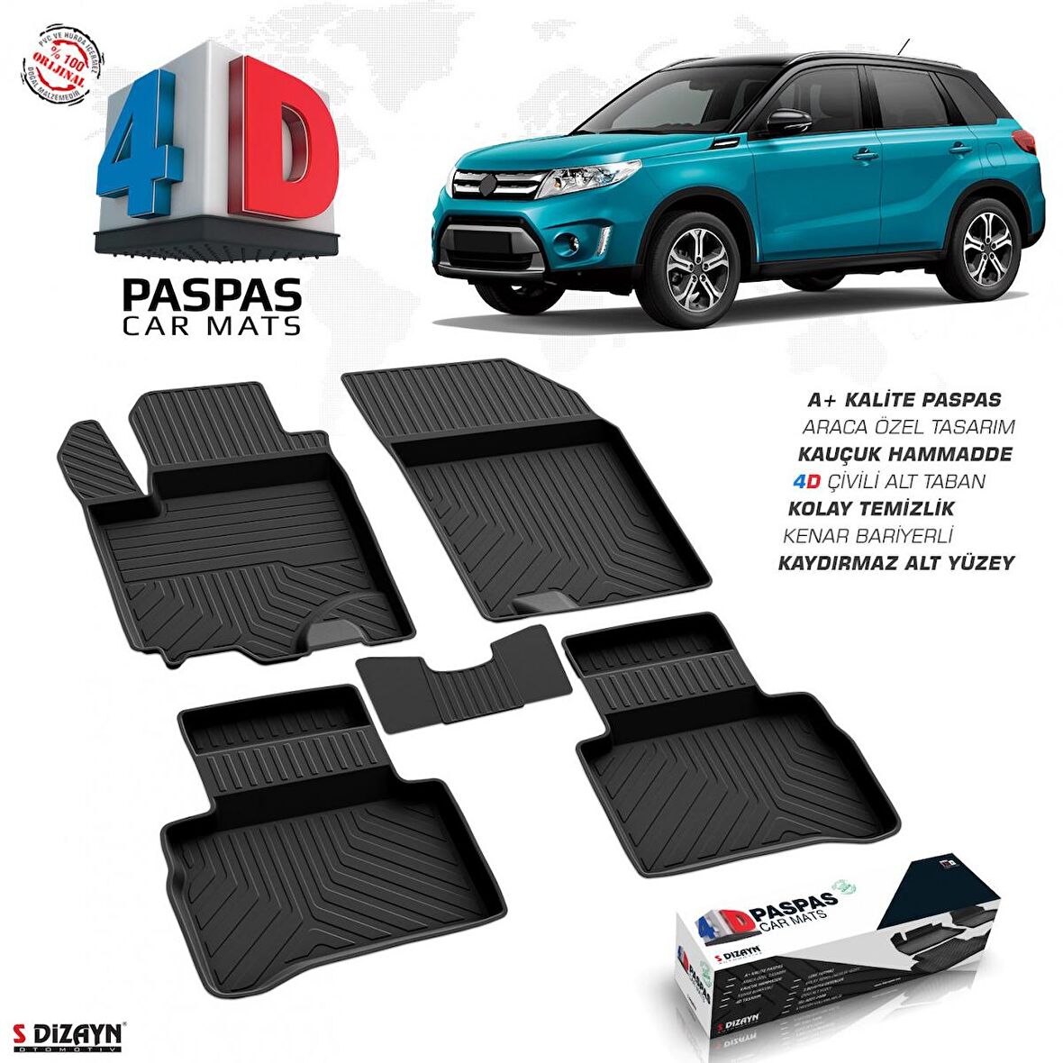 Suzuki Vitara 4D Havuzlu Paspas 2015 ve Üzeri A+Kalite