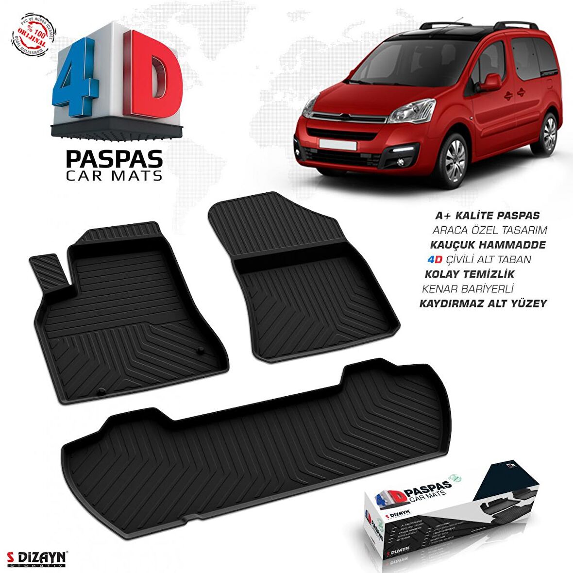 Citroen Berlingo 4D Havuzlu Paspas 2008-2018 90 HP A+Kalite