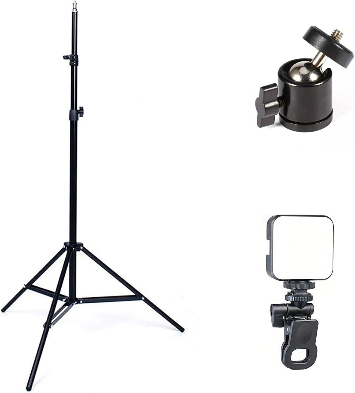 Microcase 3in1 Set 2.1 Metre Tripod + 1/4 360 Dönen Başlık + Softbox Işık - SİYAH AL5104