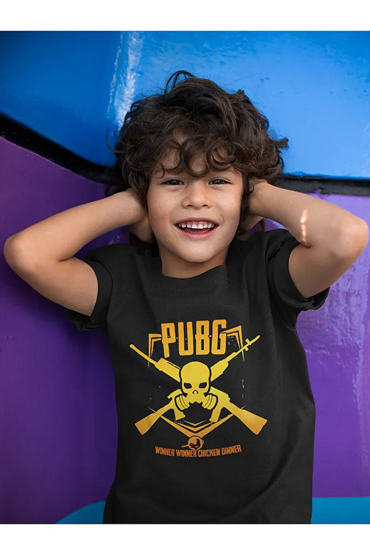 Tasarım Pubg Baskılı Unisex Oyun Çocuk Tişört (1-12 YAŞ)