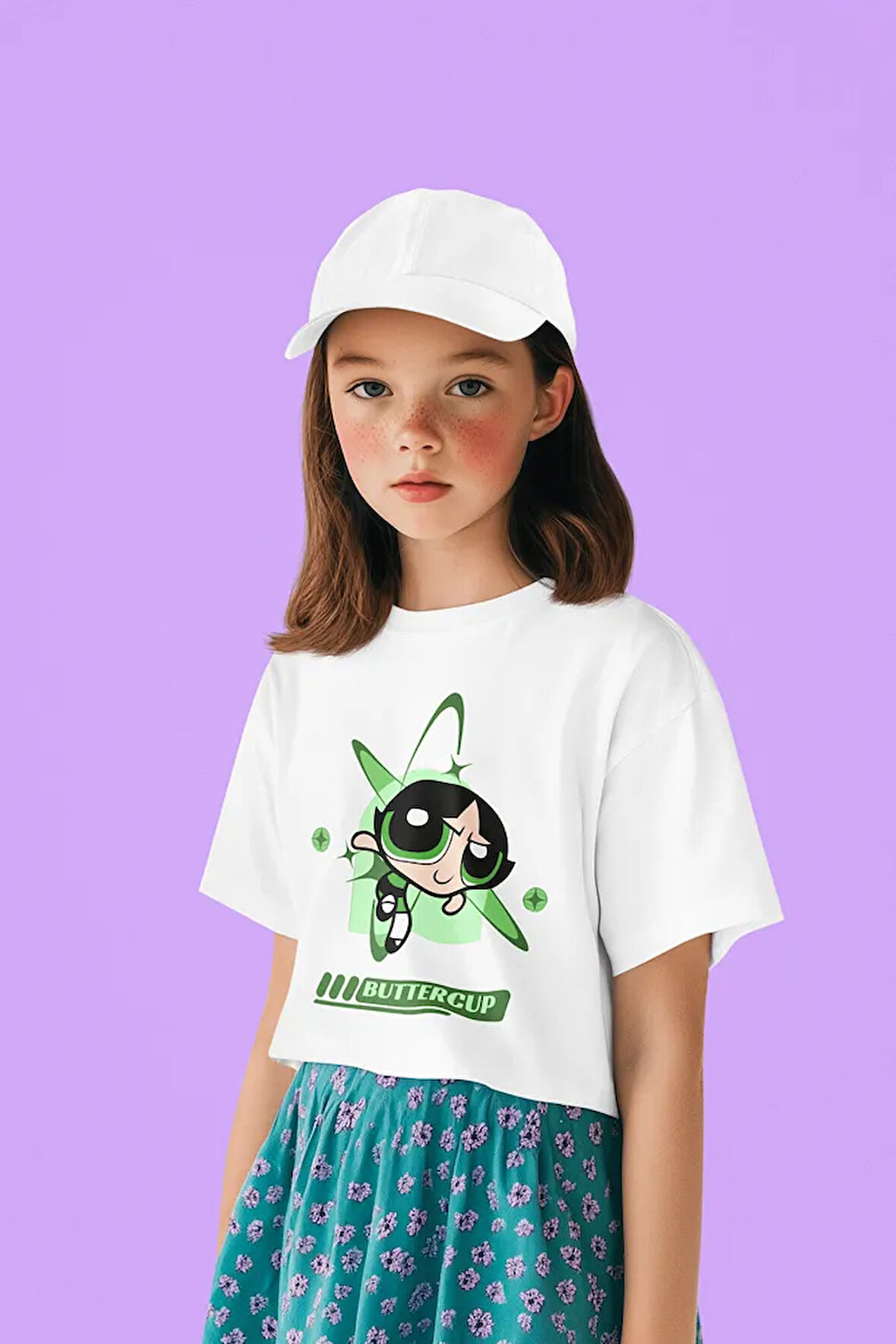 Buttercup Baskılı Unisex Power Puff Girls Çizgi Film Çocuk Tişört (1-12 YAŞ)