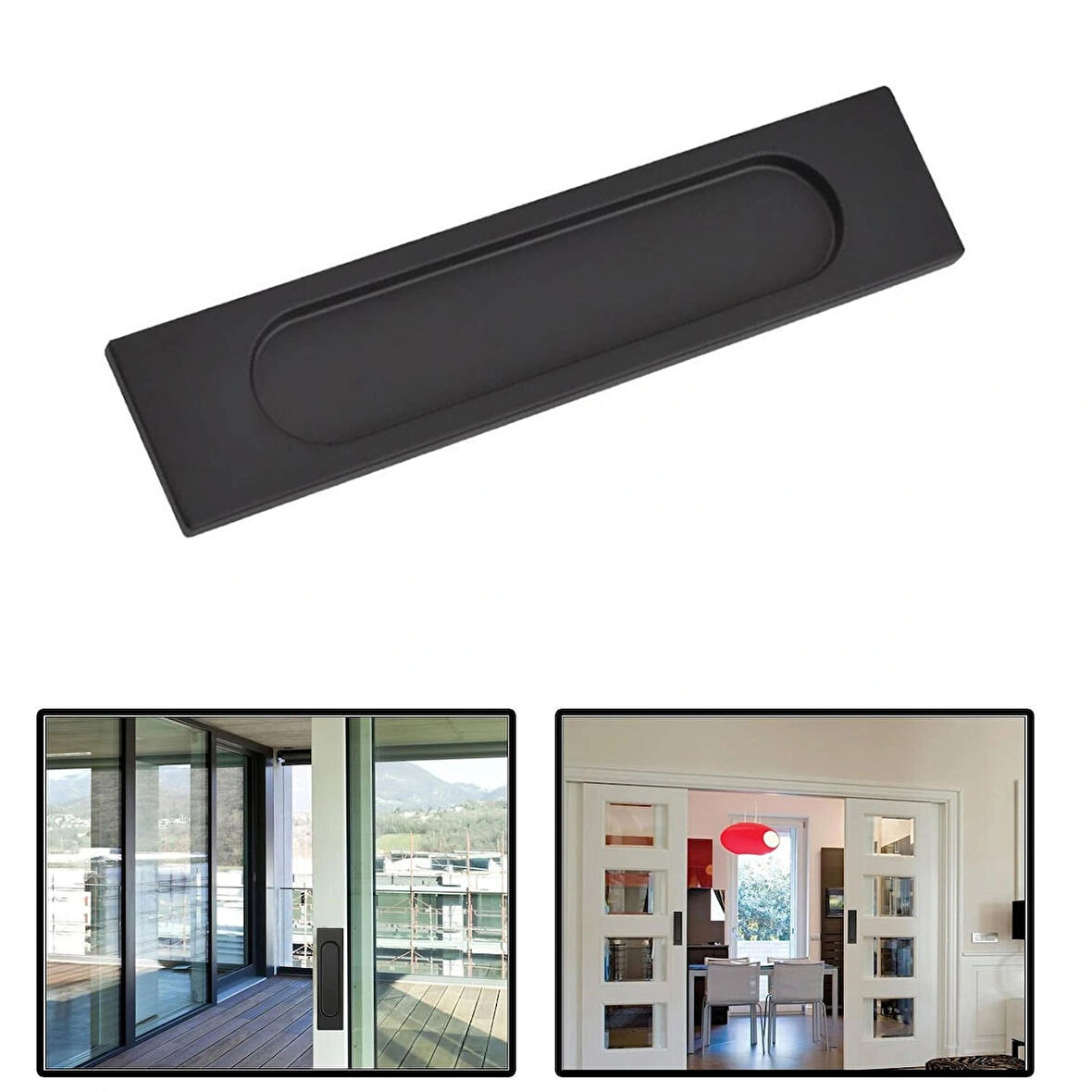 Microcase Metal Sürgülü Kapı Çekmece Pencere Sineklik vb. için Yapışkanlı Kol Tutacağı - SİYAH AL4758